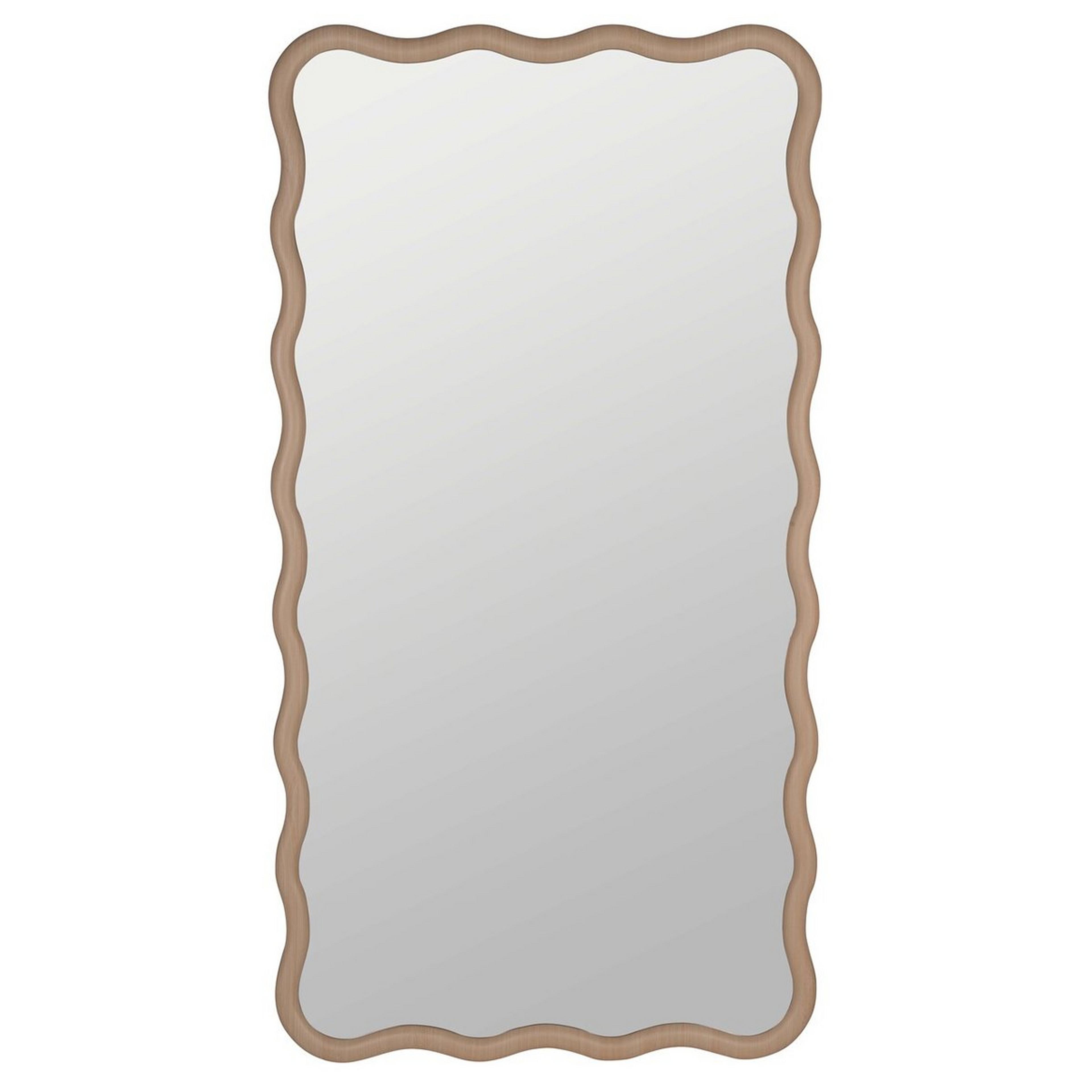 A Zawi Floor Mirror with Natural Wood color