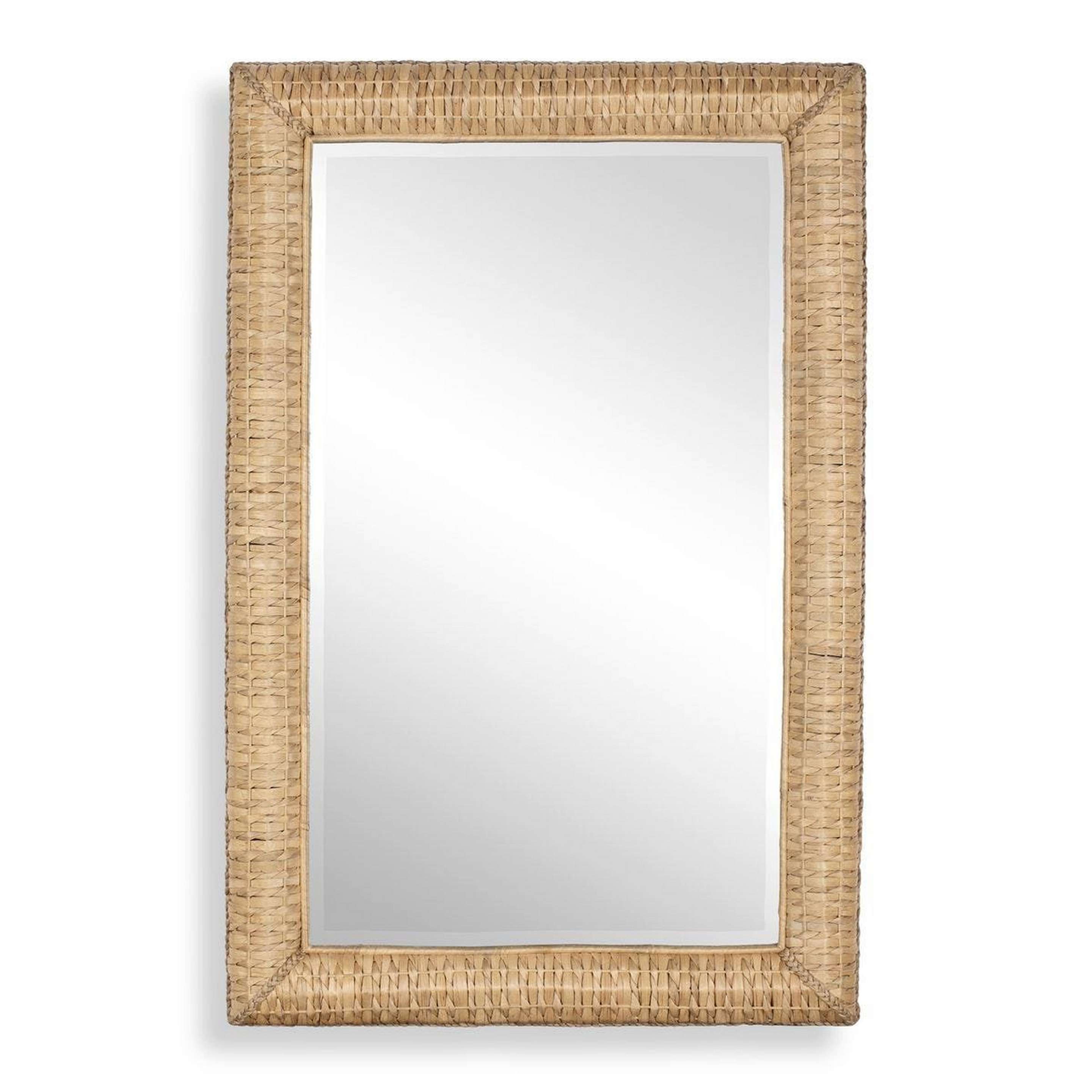 A Zarina Mirror with Rattan color