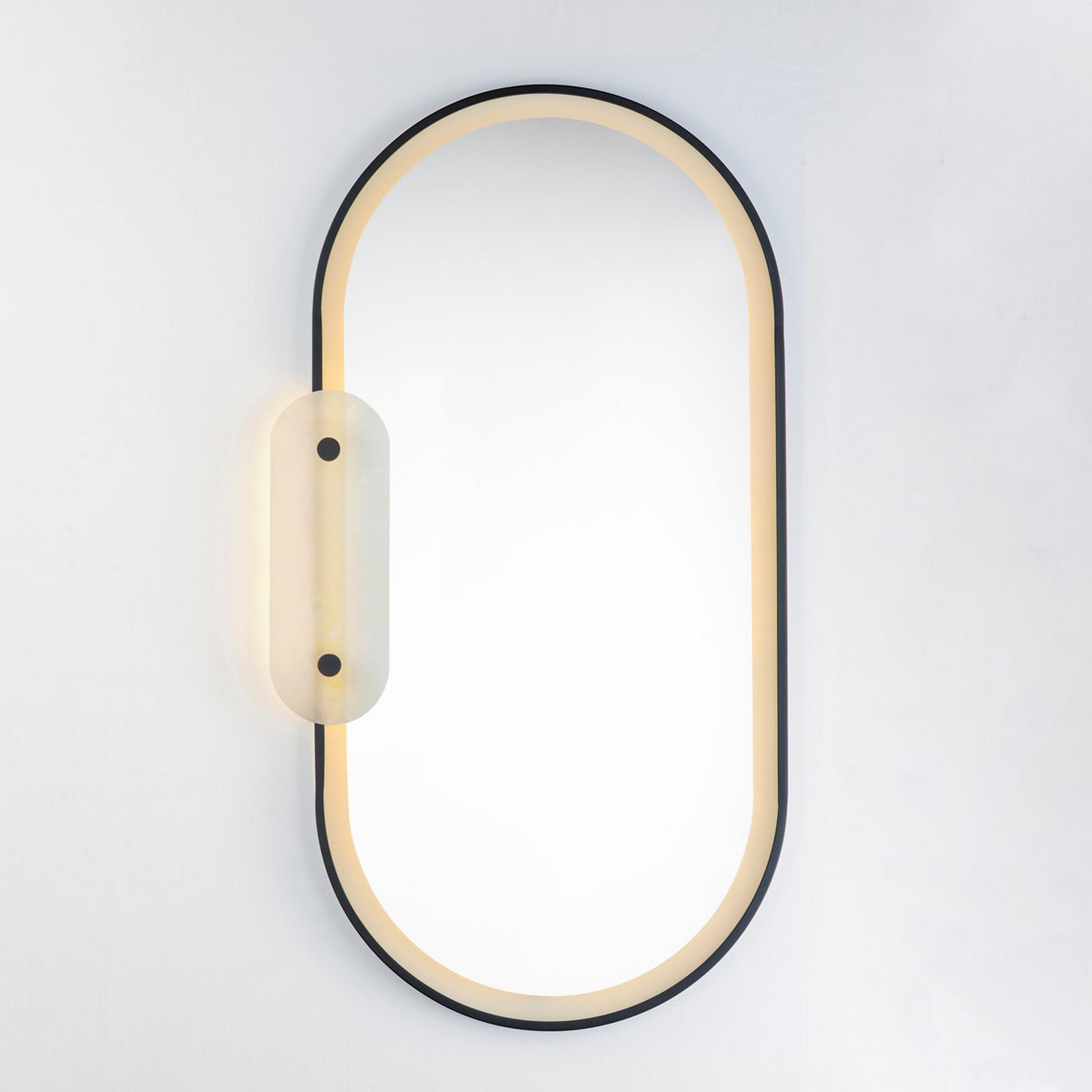 A Odette LED Mirror - Alabaster with Black / Alabaster color