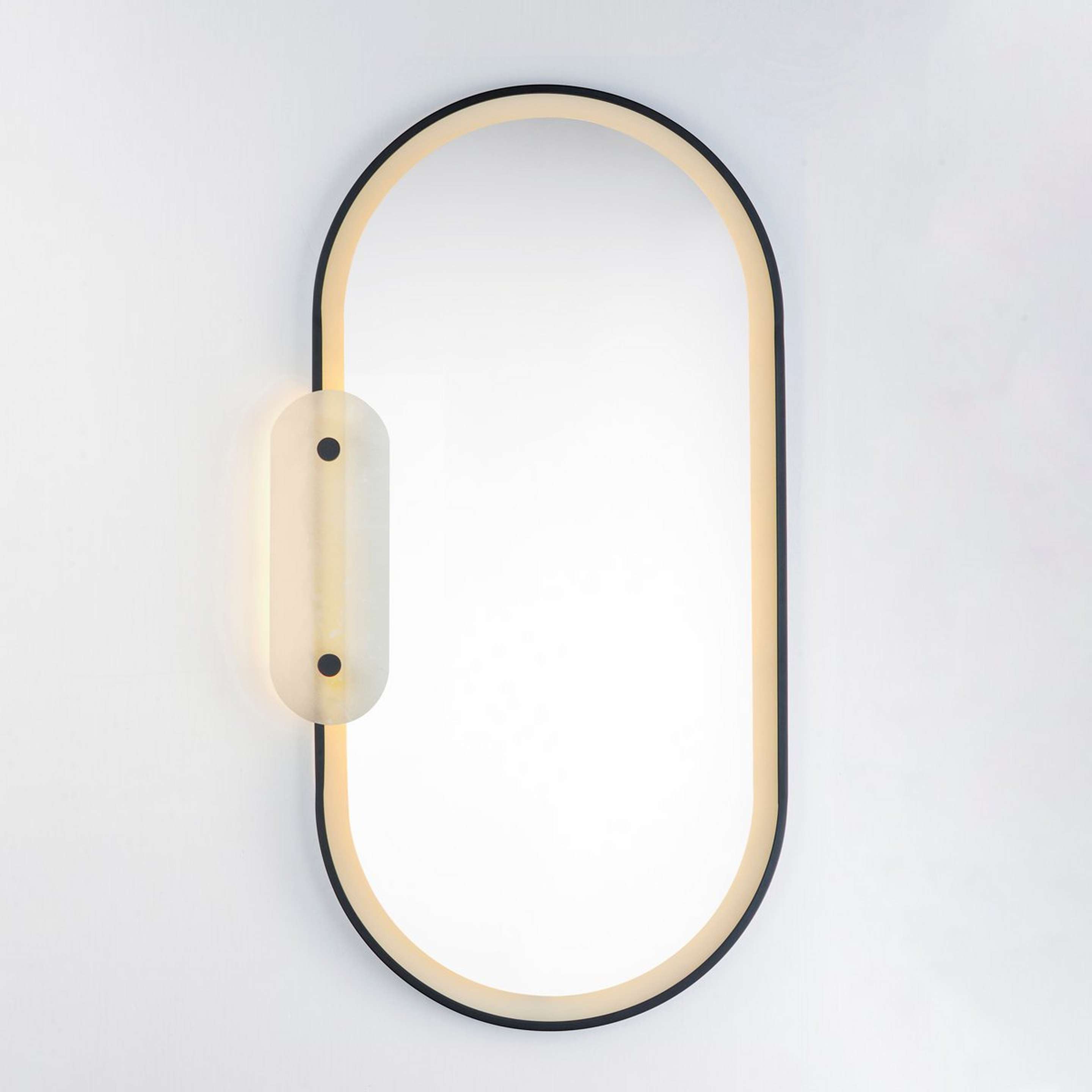 A Odette LED Mirror - Alabaster with Black / Alabaster color
