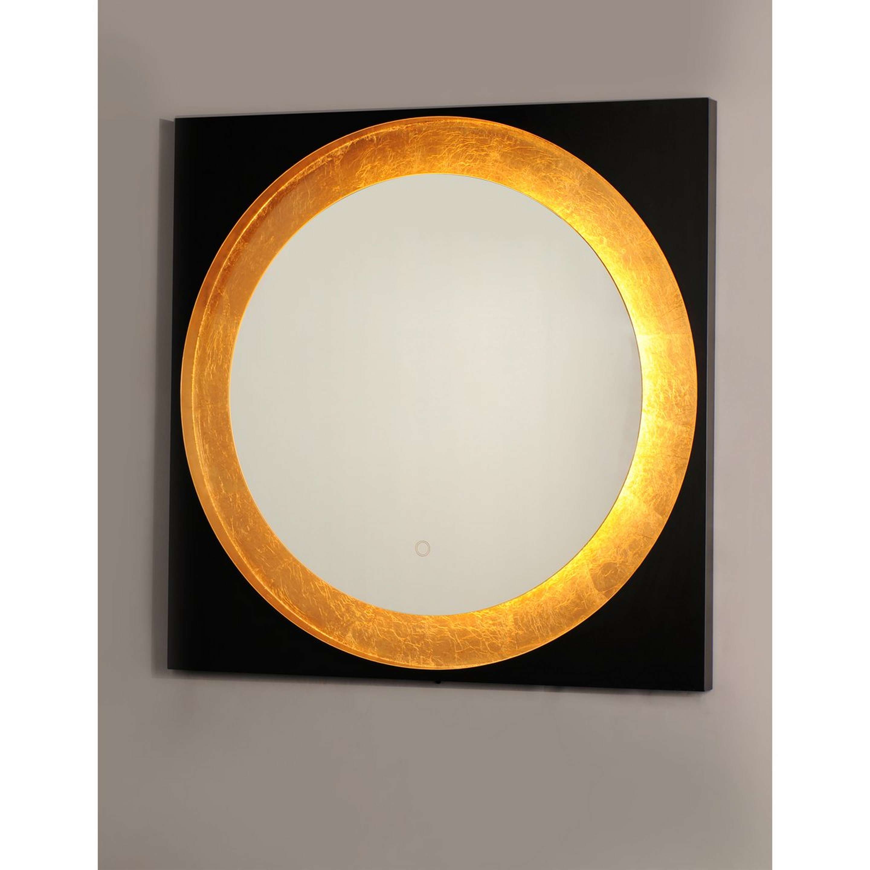 A Dido LED Vanity Mirror - Square with Black / Gold Leaf color