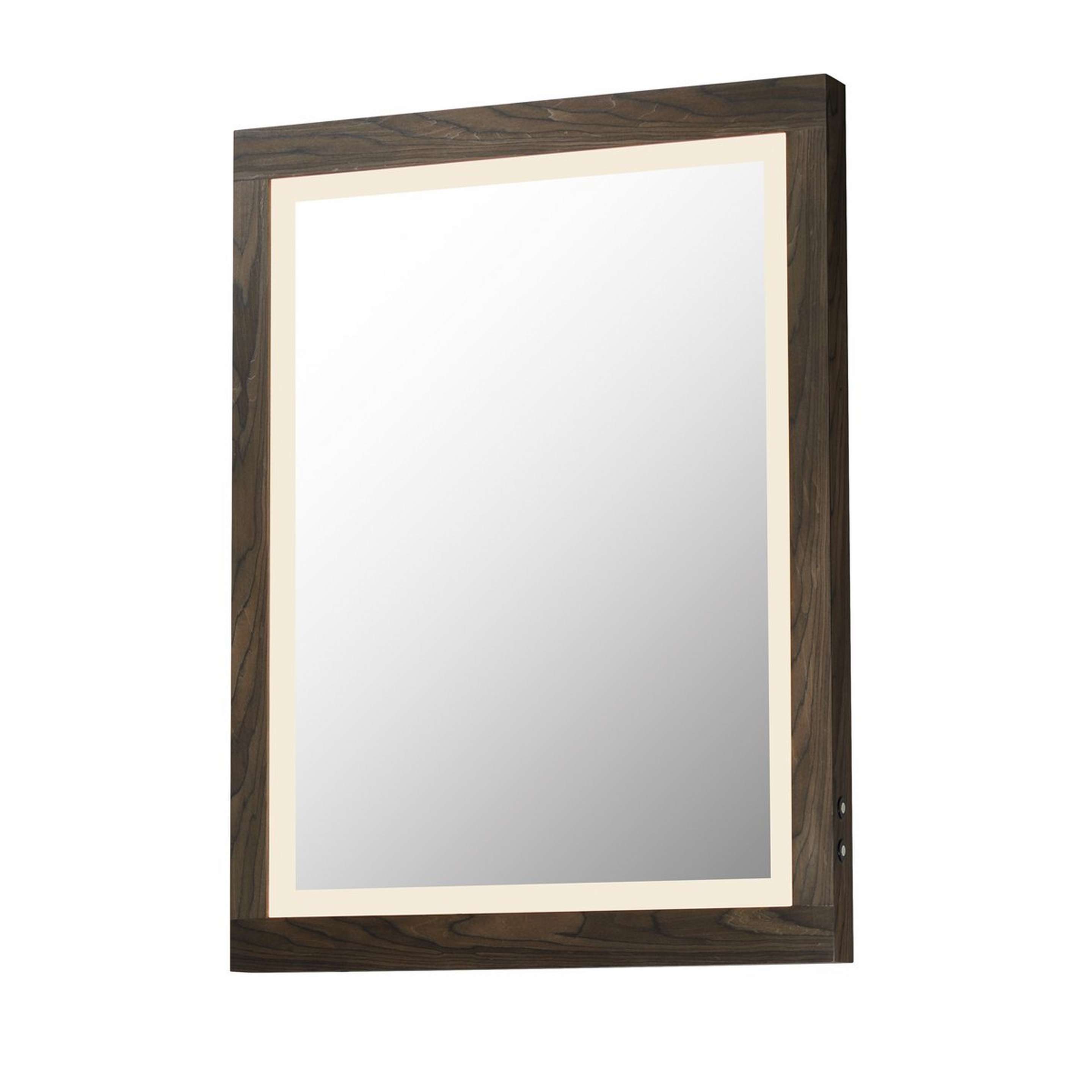 A Jove LED Vanity Mirror - 32x24 with Walnut color