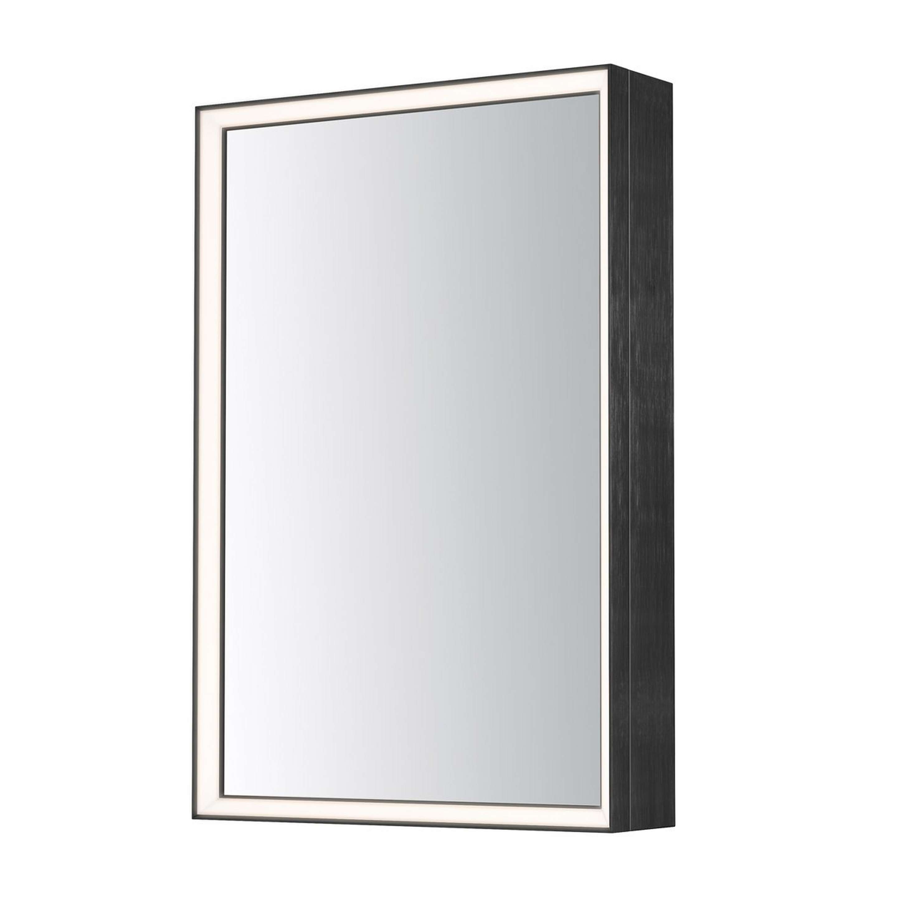 A Ganymede LED Medicine Cabinet Mirror with Brushed Black color