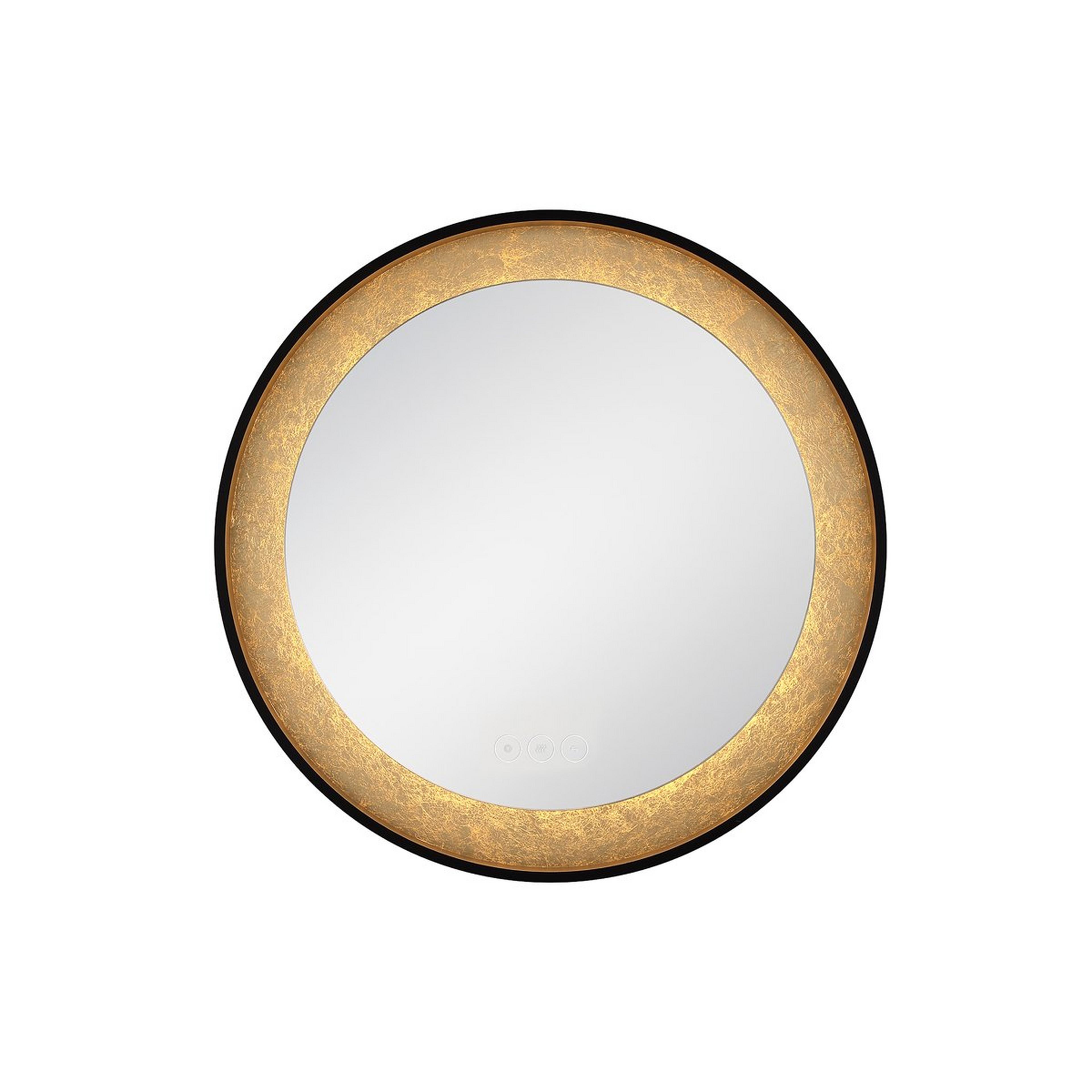 A Juno LED Mirror - Round with Anodized Black / Gold Foil color