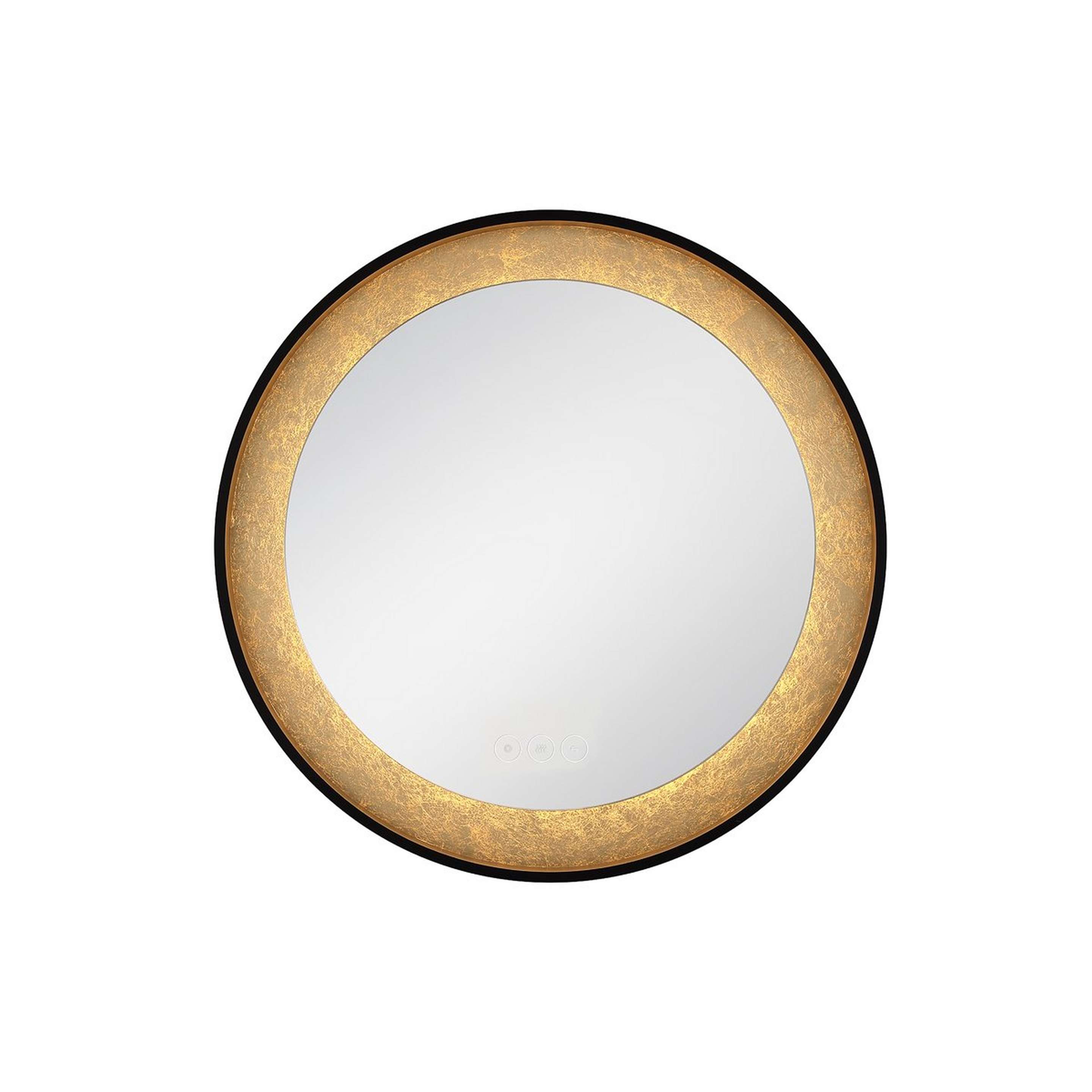 A Juno LED Mirror - Round with Anodized Black / Gold Foil color