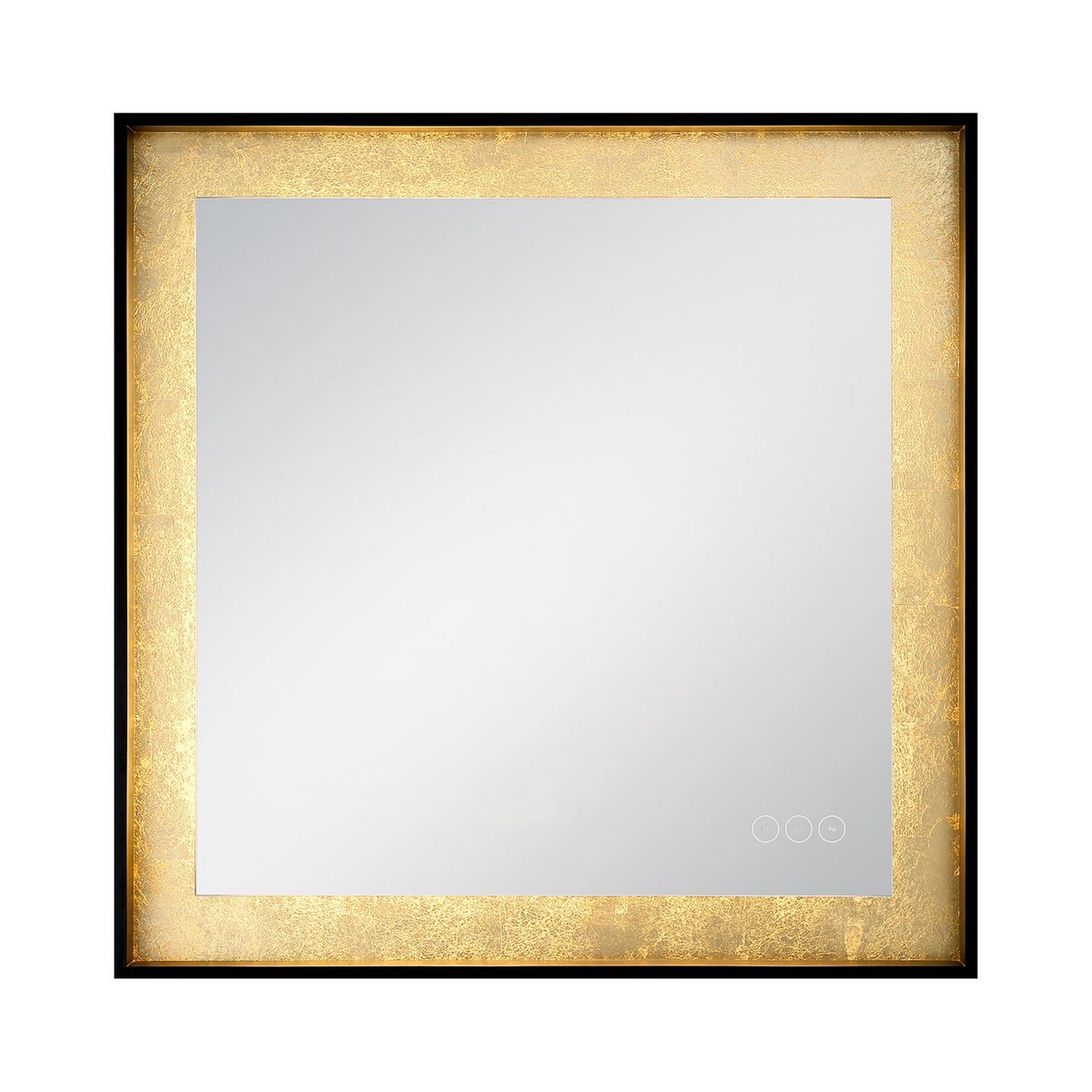 A Juno LED Mirror - Square with Anodized Black / Gold Foil color