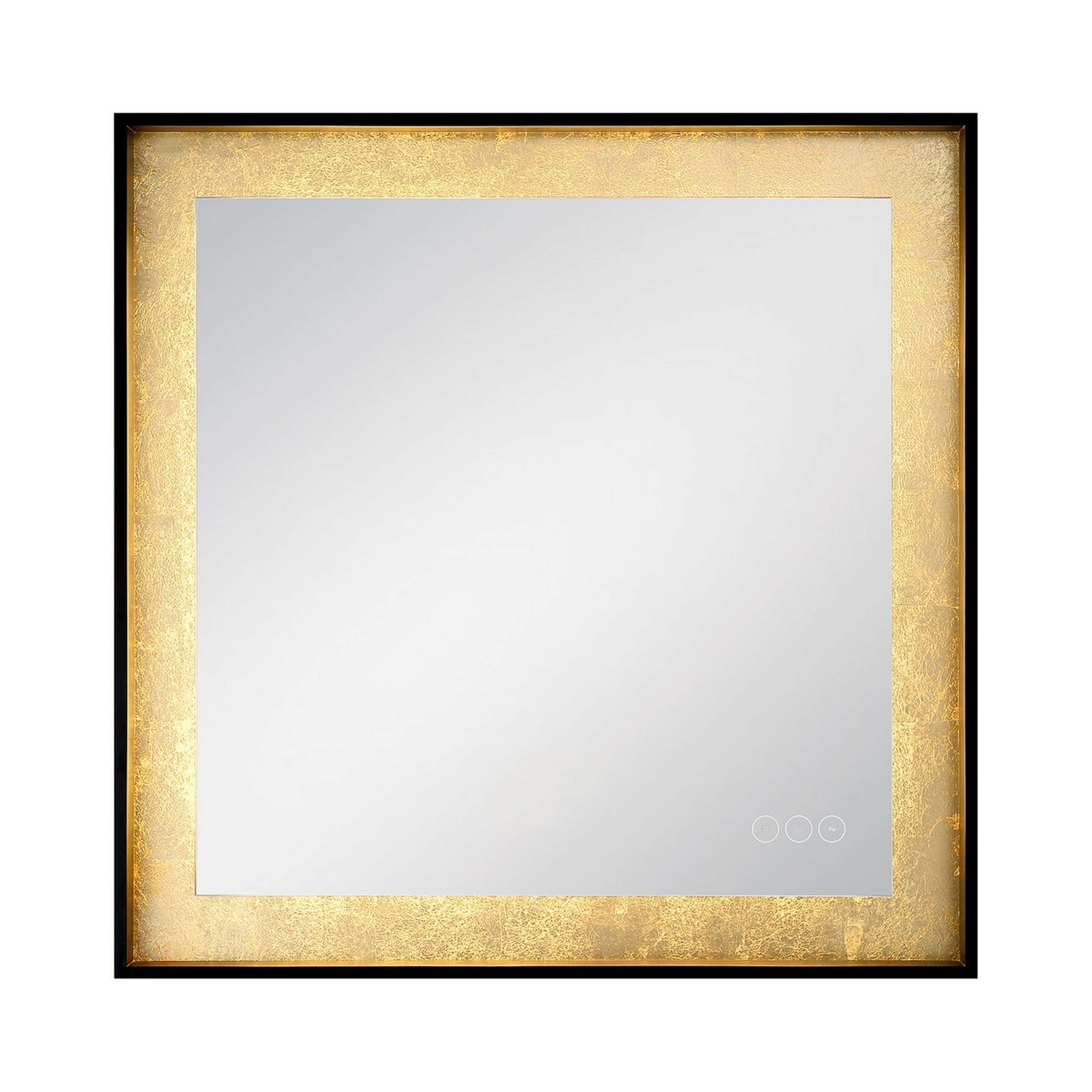 A Juno LED Mirror - Square with Anodized Black / Gold Foil color