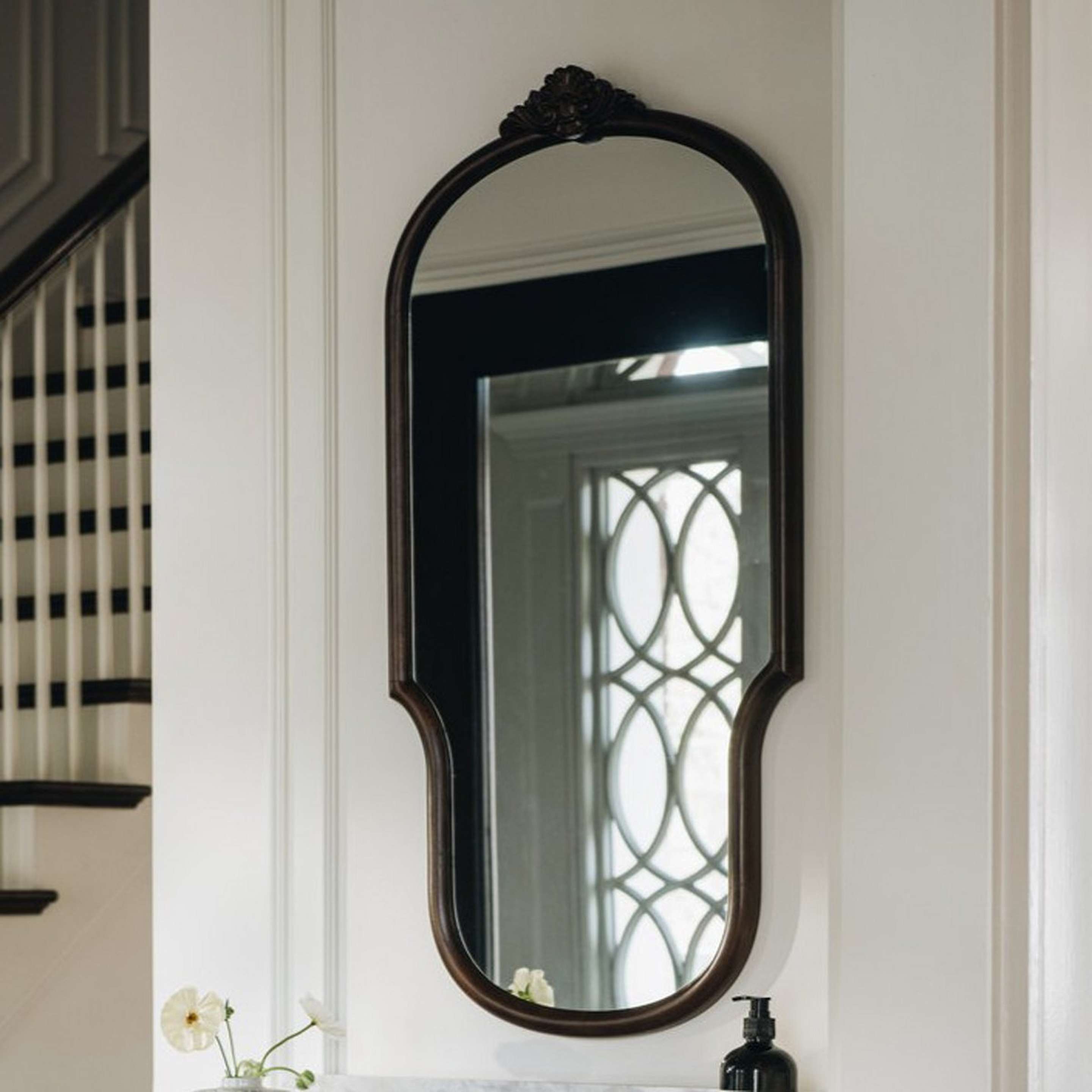 A Glencove Mirror with Dark Wood color