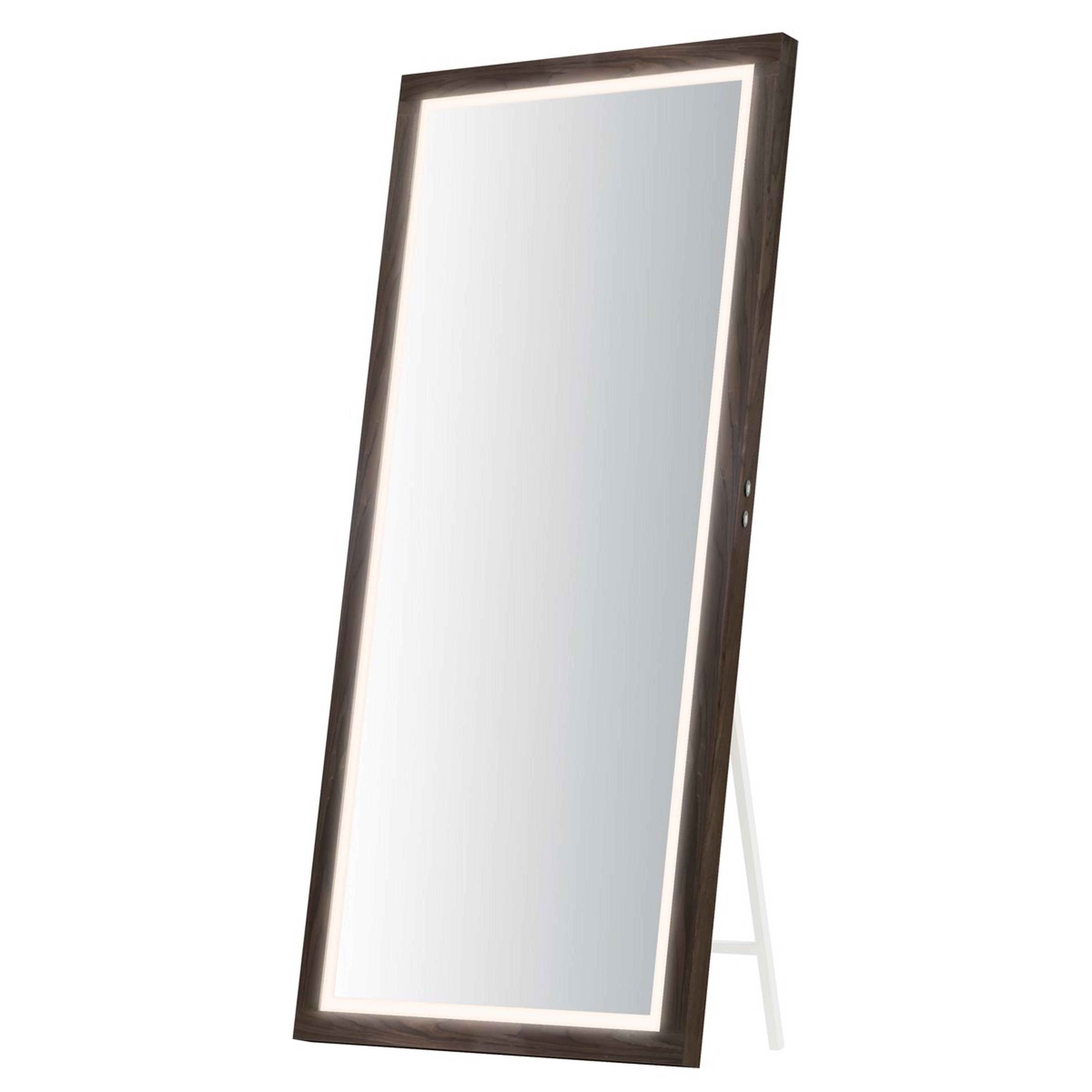 A Jove LED Floor Mirror with Walnut color