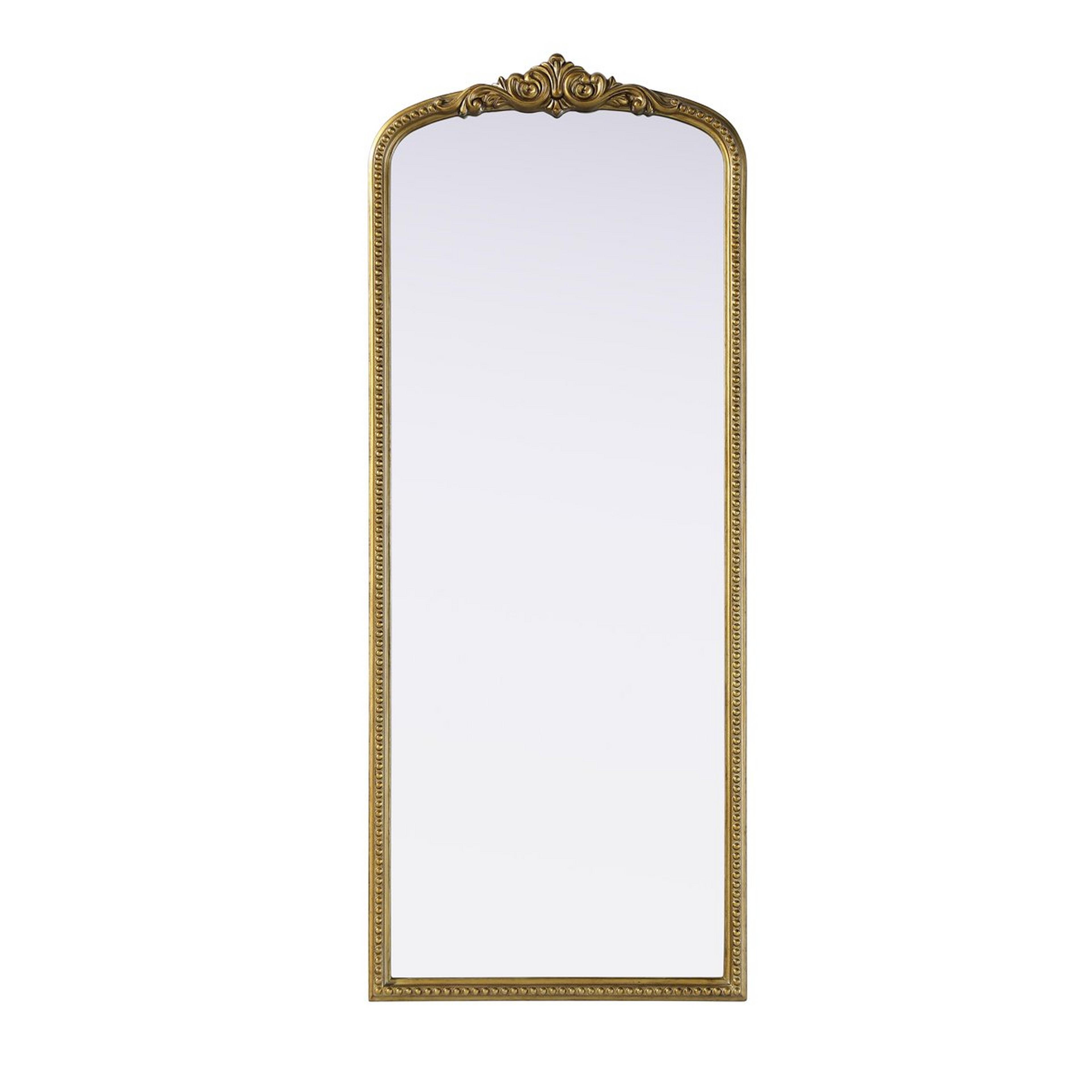 A Laurette Floor Mirror with Aged Brass color