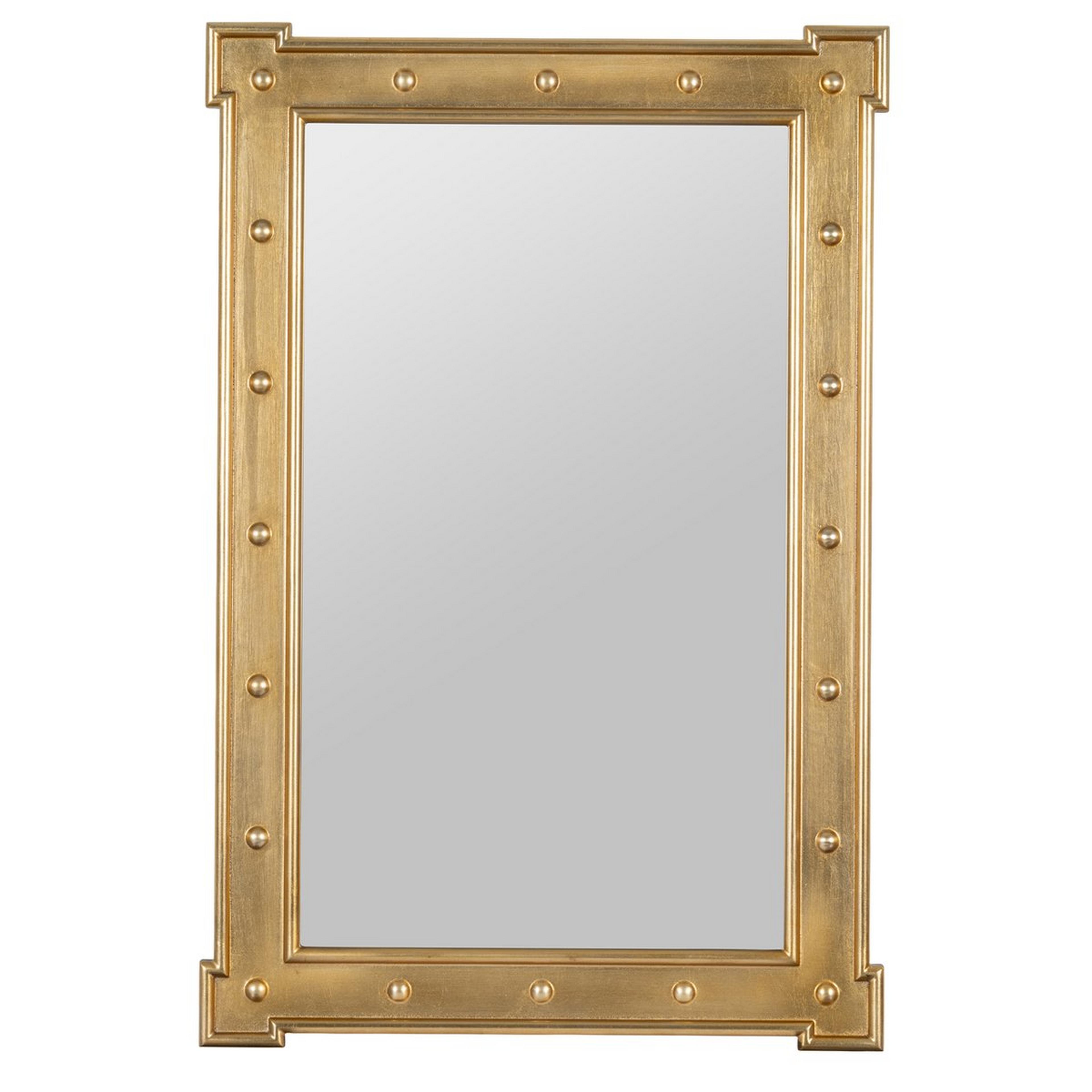 A Federalist Rivet Wall Mirror with Burnished Gold color