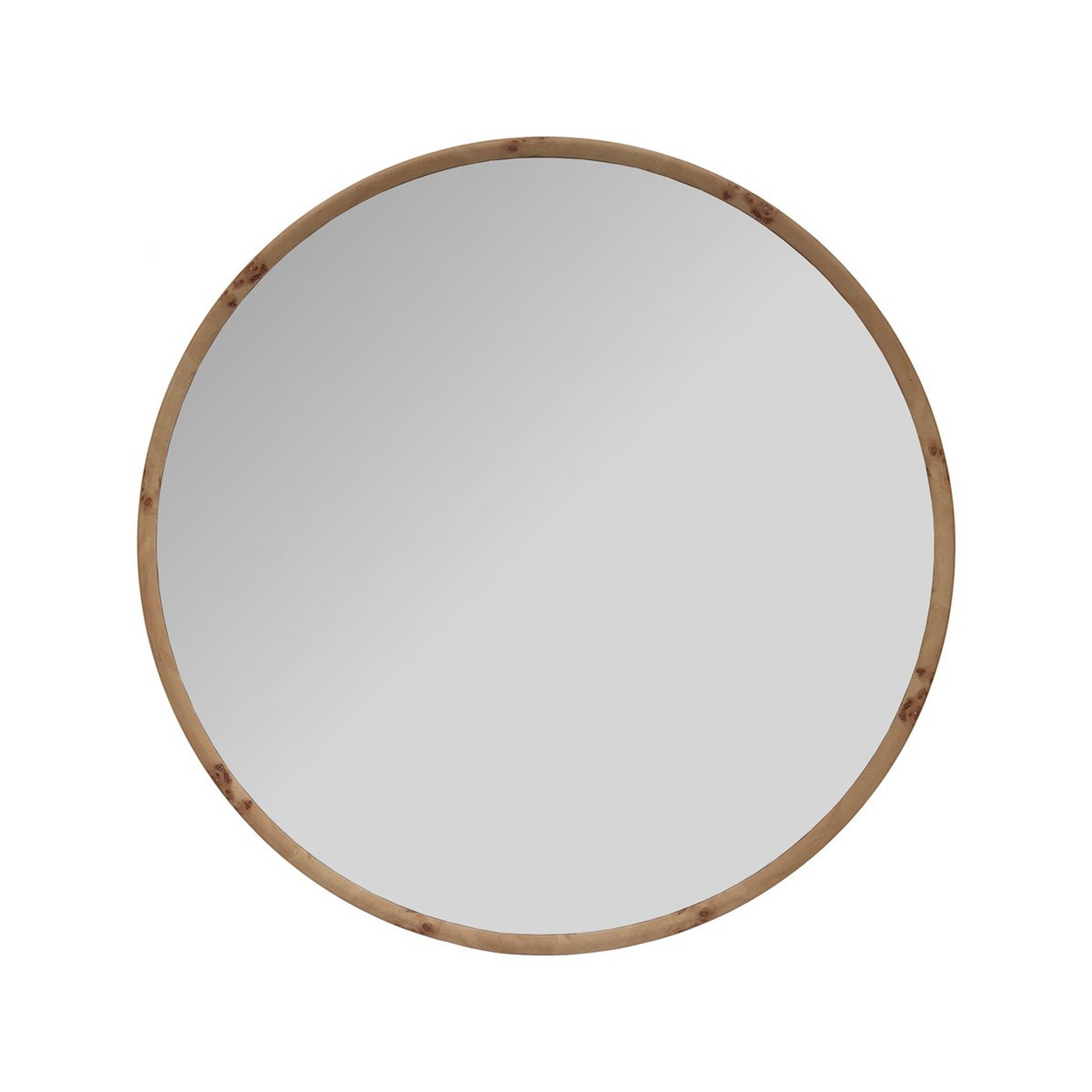 A Harland Mirror - Round with Burled Wood color