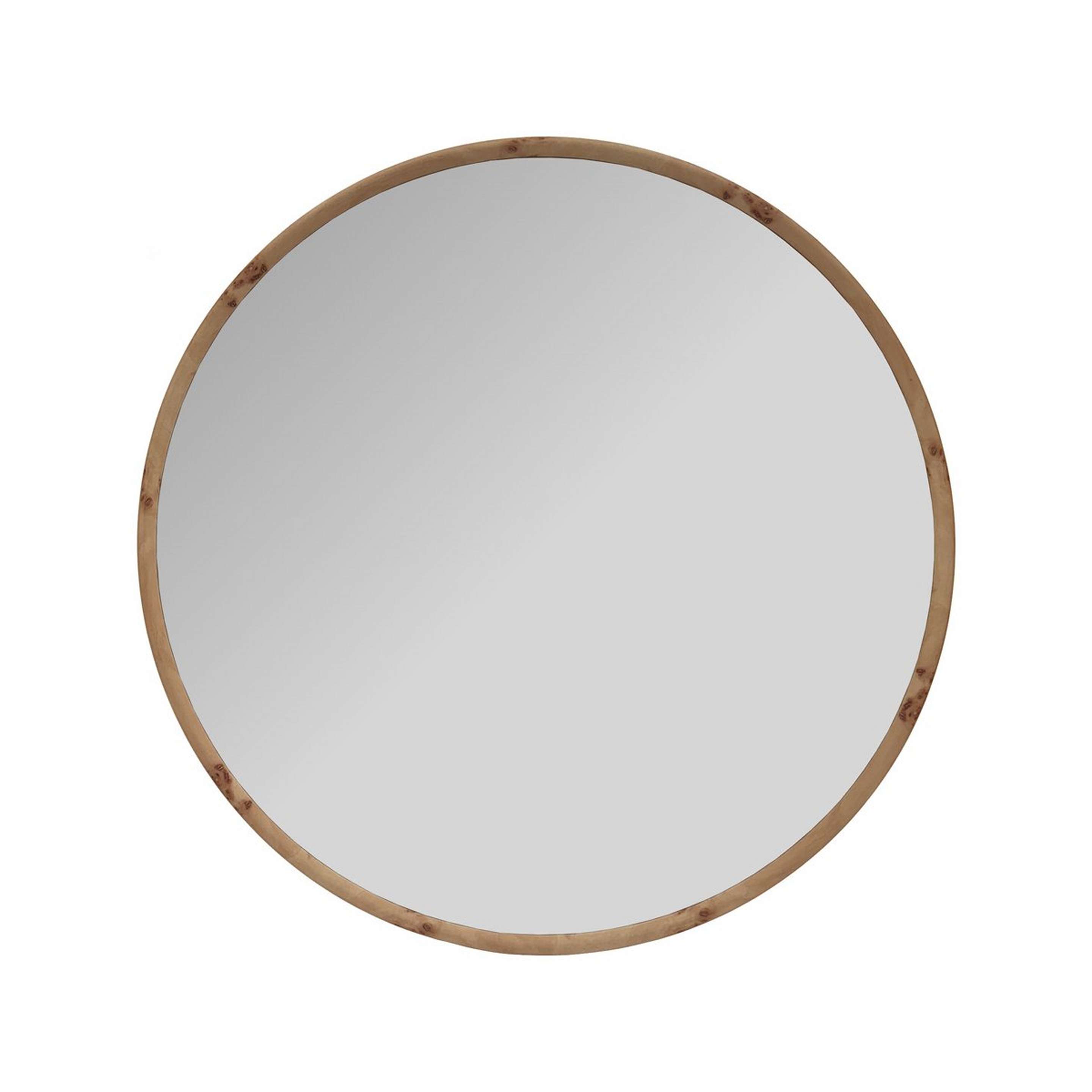 A Harland Mirror - Round with Burled Wood color