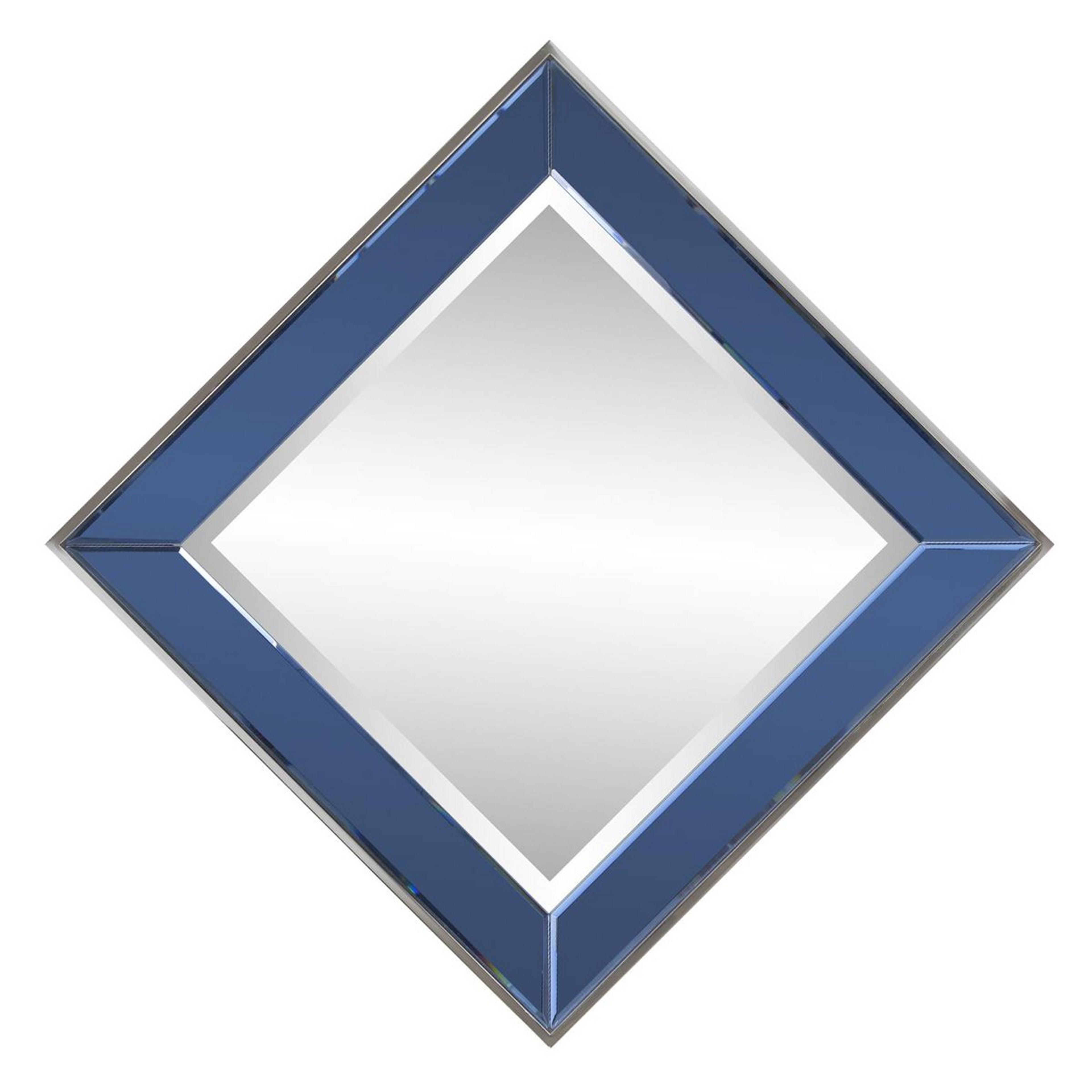 A Eulalie Mirror with Blue Beveled Mirror / Polished Steel color