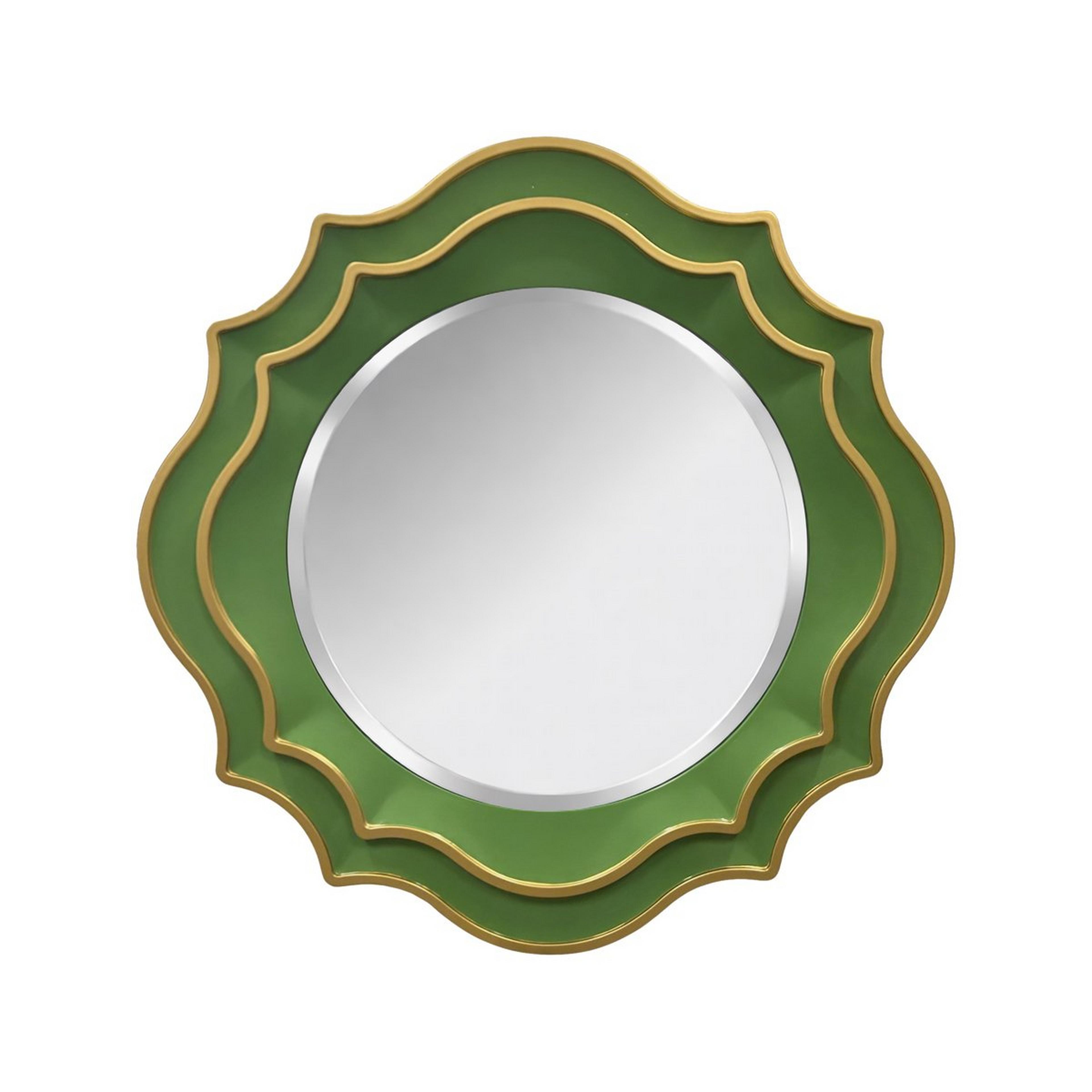 A Oriole Mirror - Round with Green / Goldenrod color