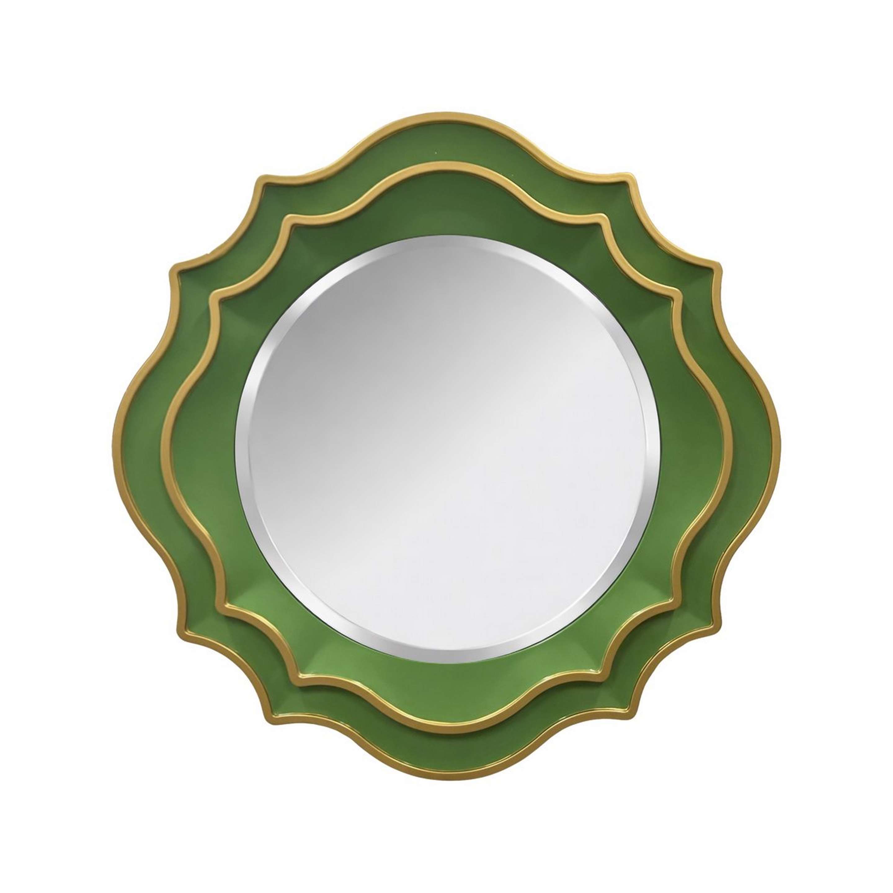 A Oriole Mirror - Round with Green / Goldenrod color
