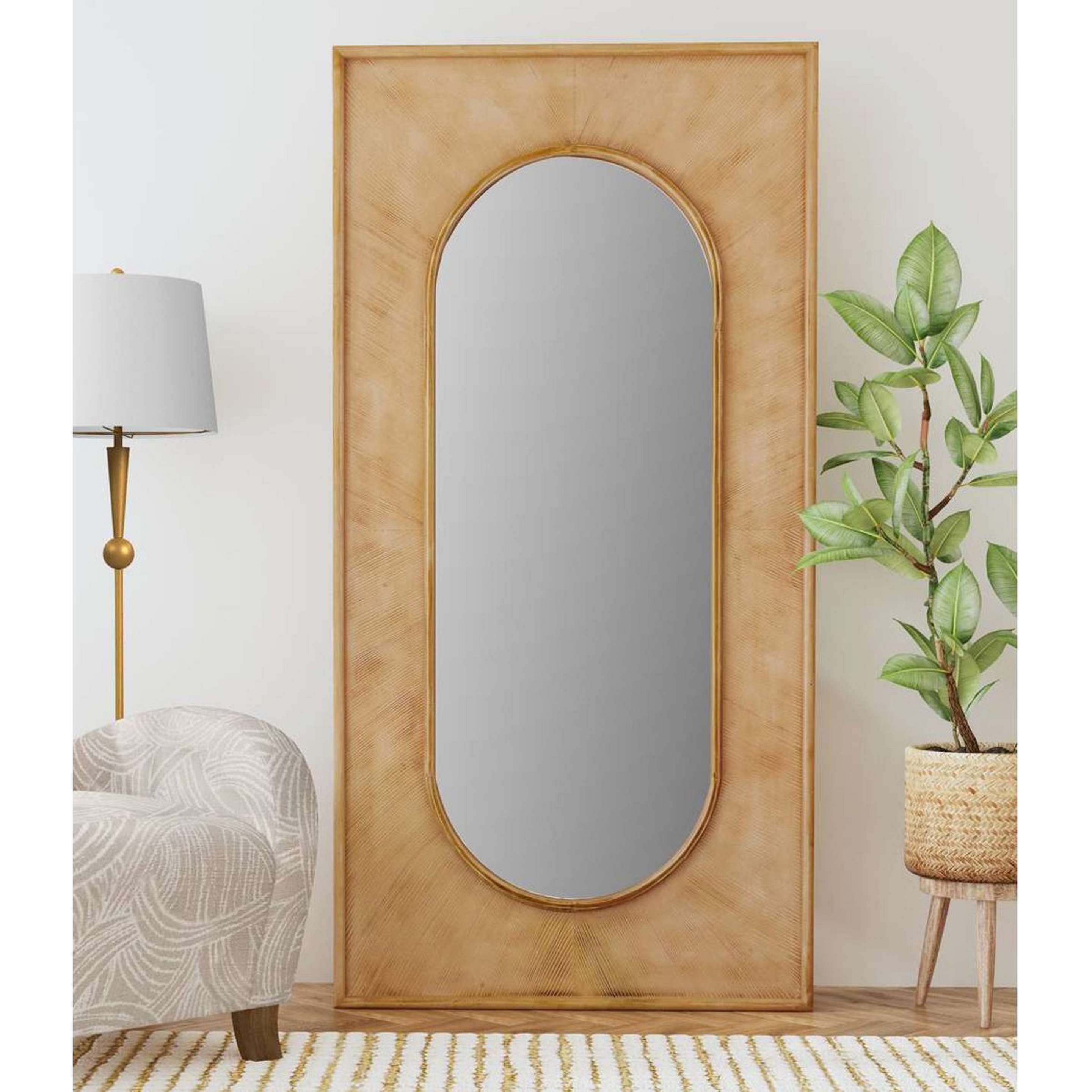 A Wilden Floor Mirror with Natural Wood color