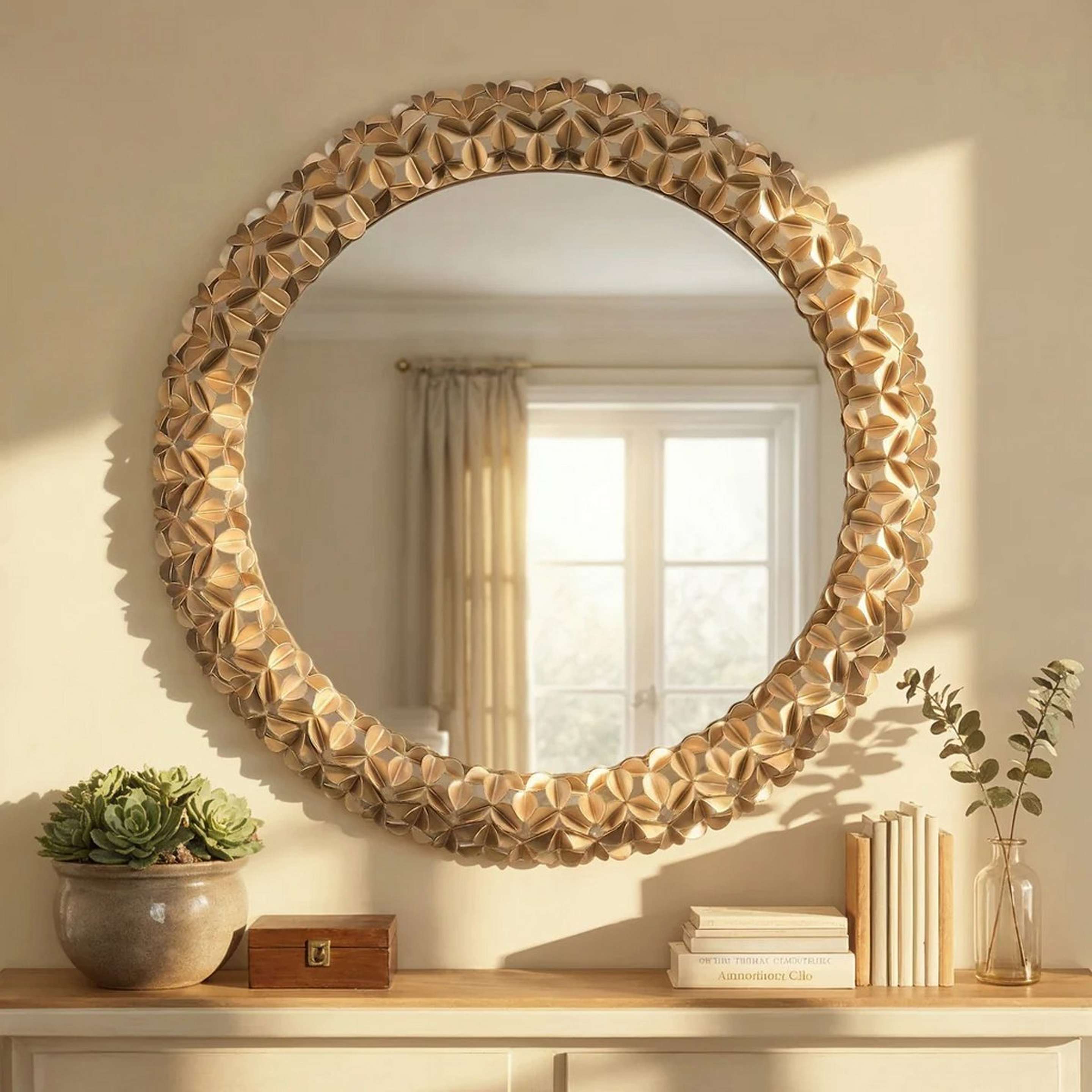 A Trifolia Mirror with Gold color