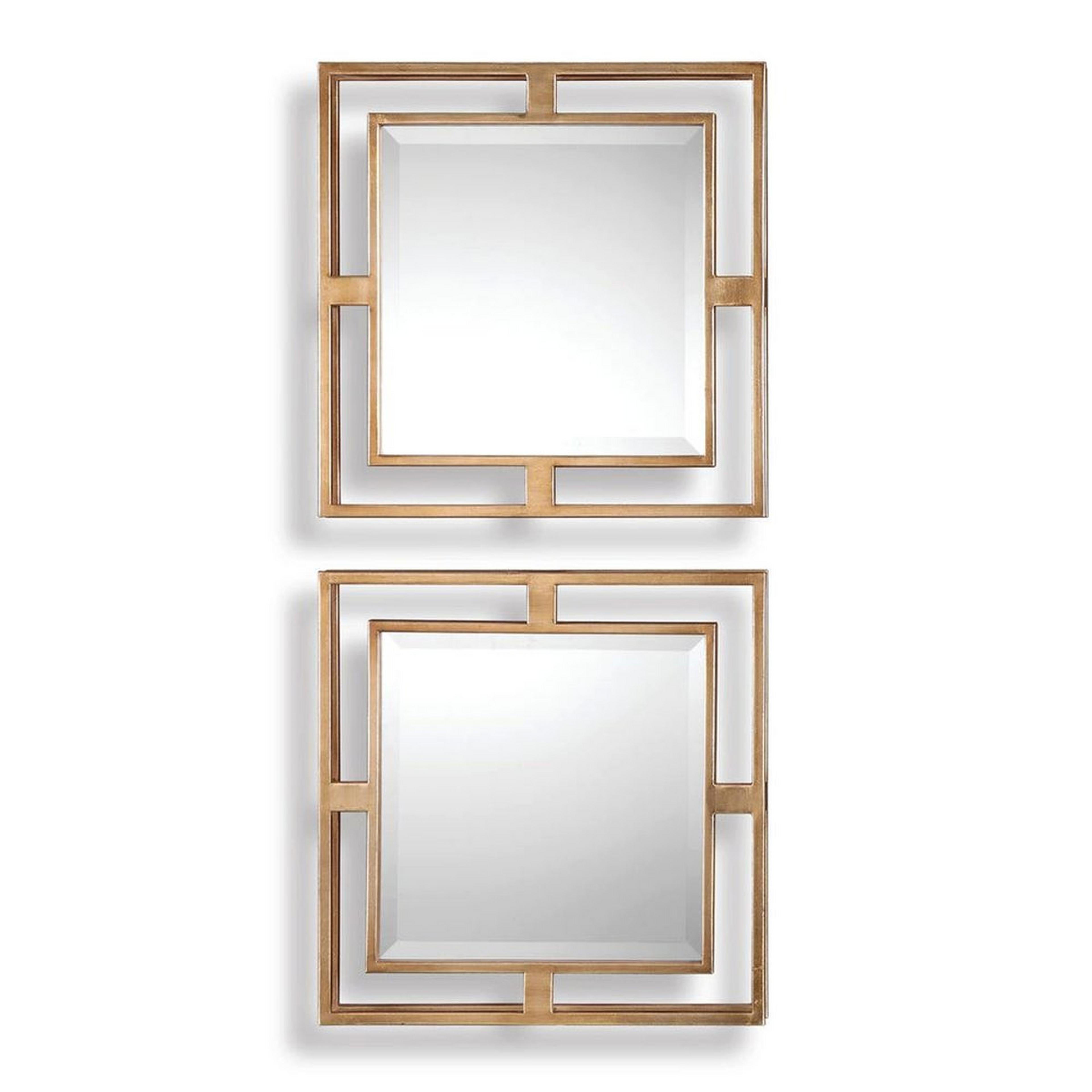 A Capital Square Mirrors - Set of 2 with Gold color