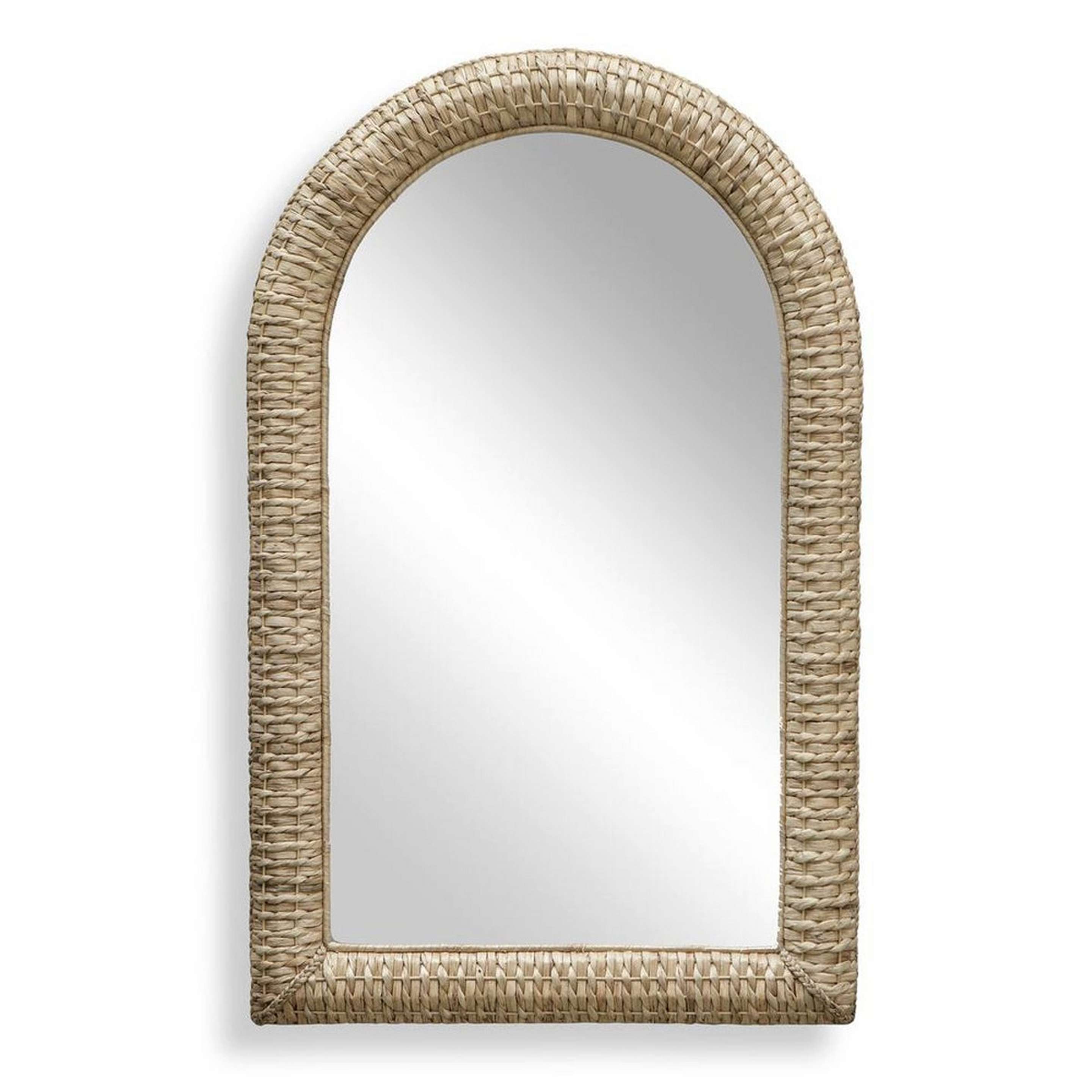 A Zarina Mirror - Arched with Rattan color