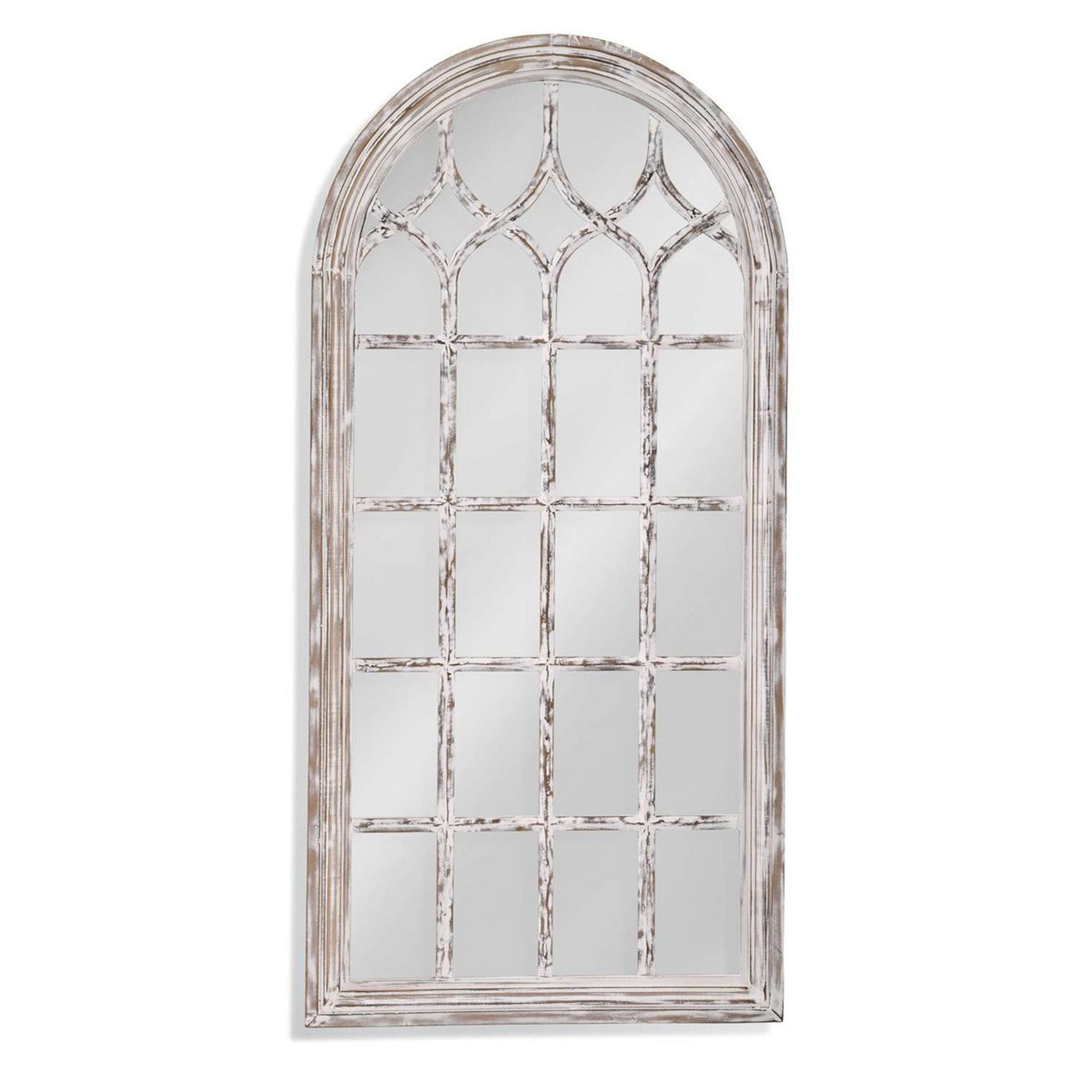 A Virelle Full Length Mirror with Distressed White / Wood color