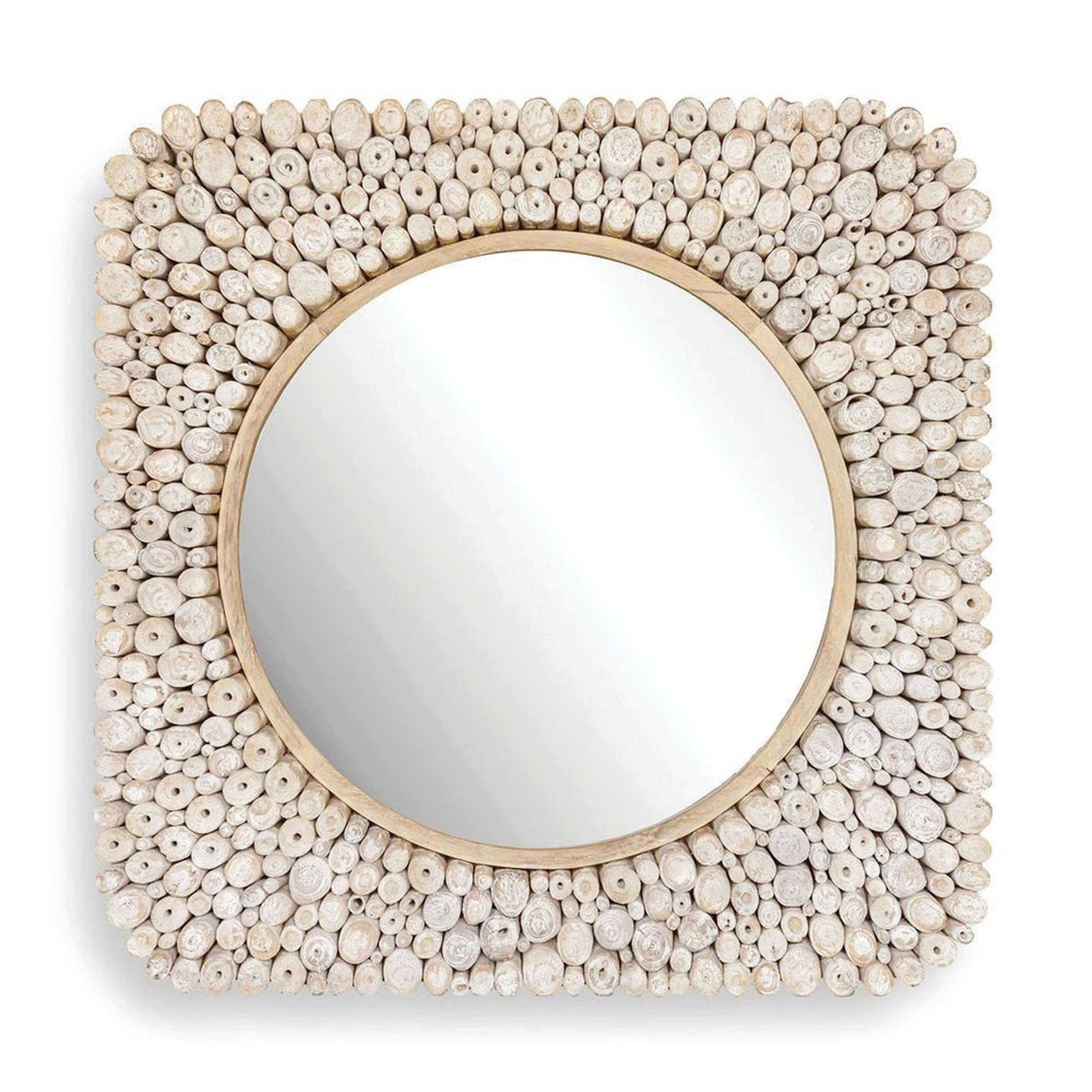 A Broderick Mirror with Natural Teak Wood color