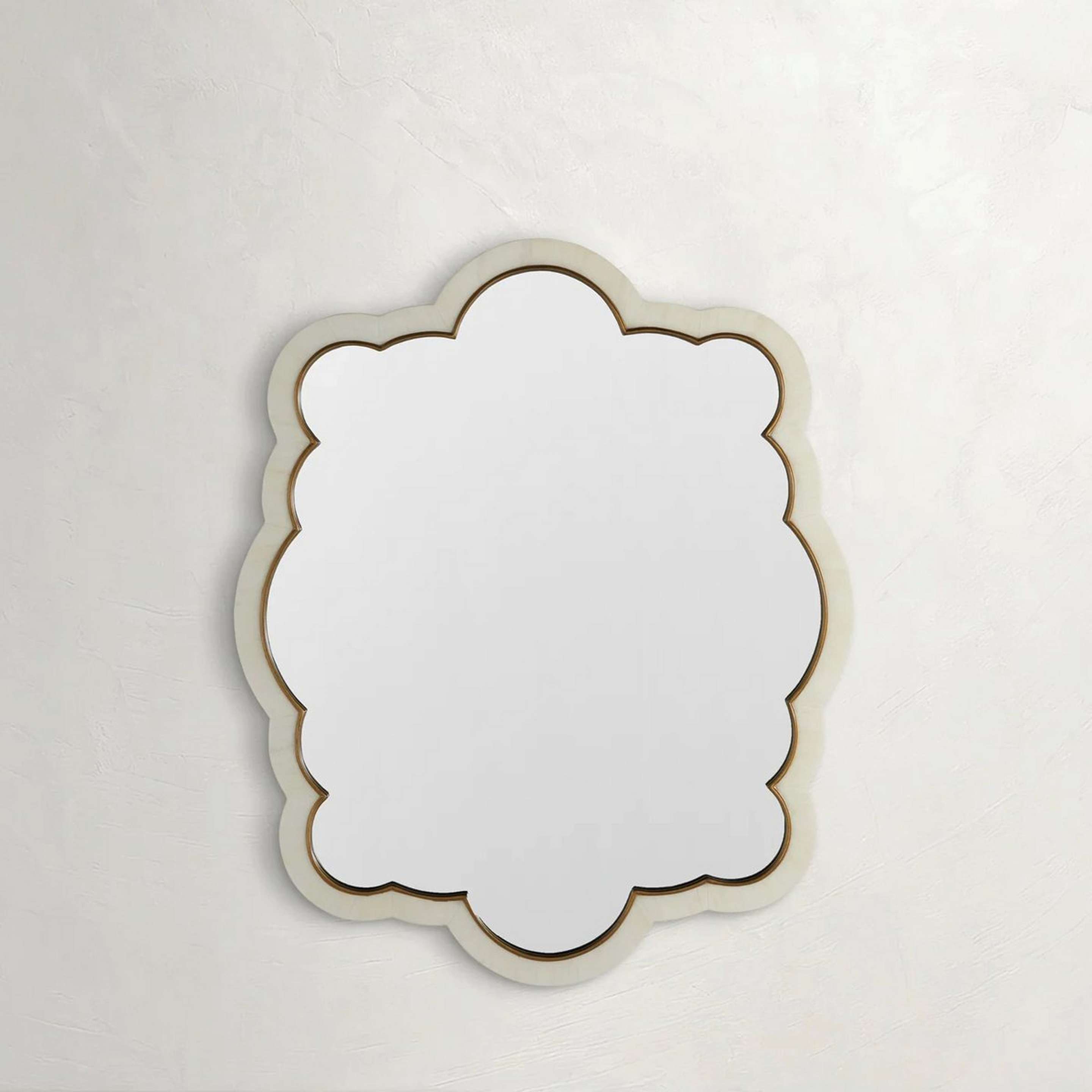 A Caius Mirror with White Faux Horn / Brass color