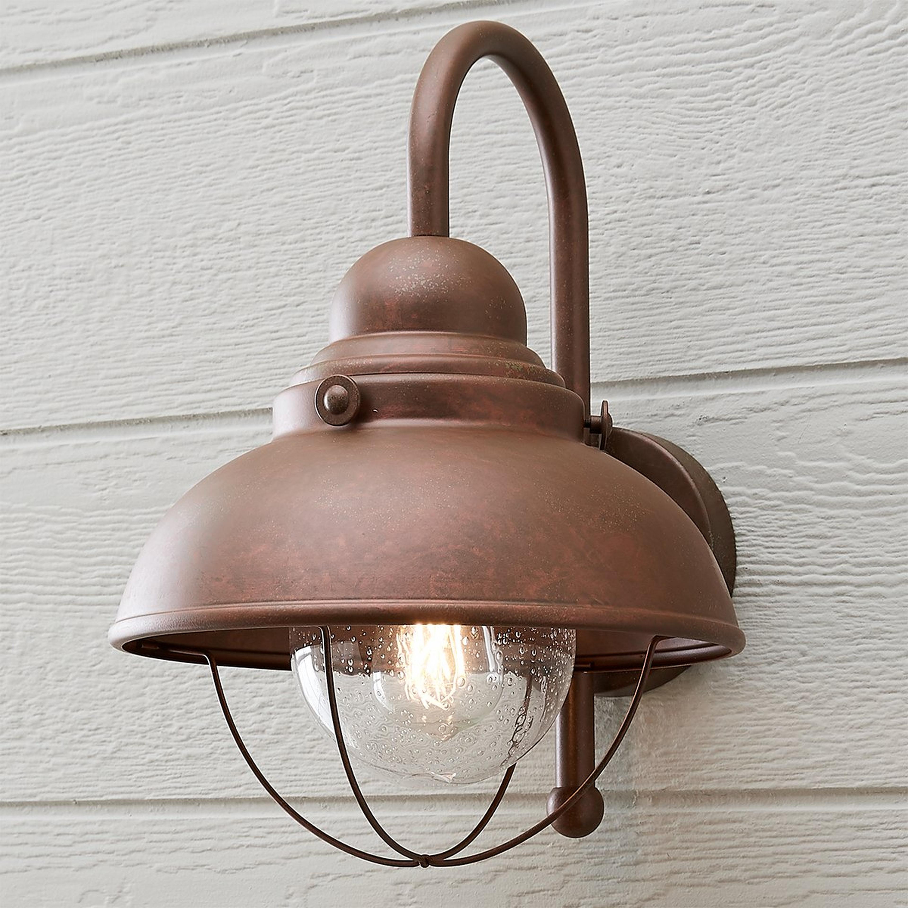 A Nantucket Outdoor Sconce - Large with Antique Copper color