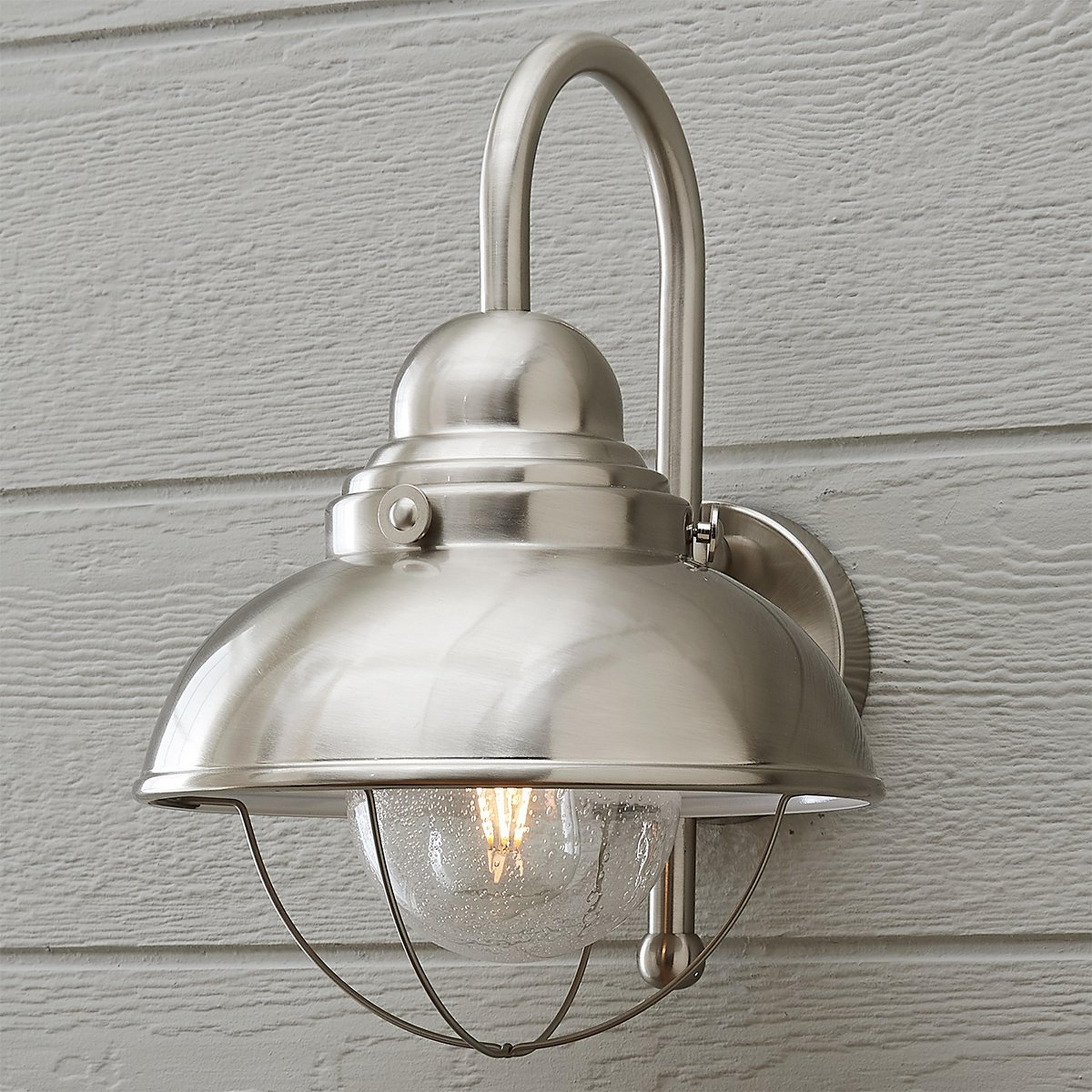 A Nantucket Outdoor Sconce - Large with Brushed Steel color