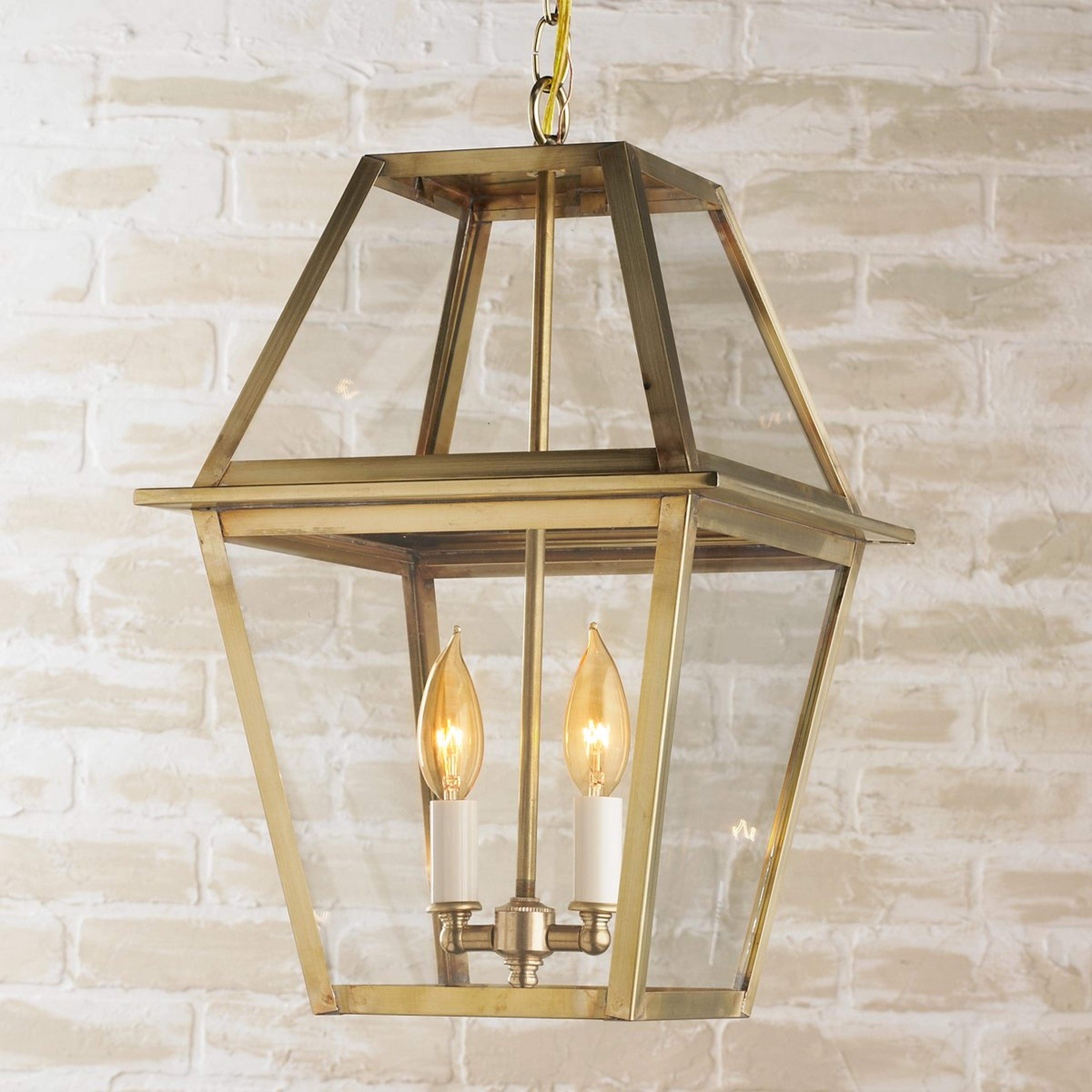 A Colonial Metalcrafts Richmond Outdoor Lantern with Brushed Brass / Clear Glass  color