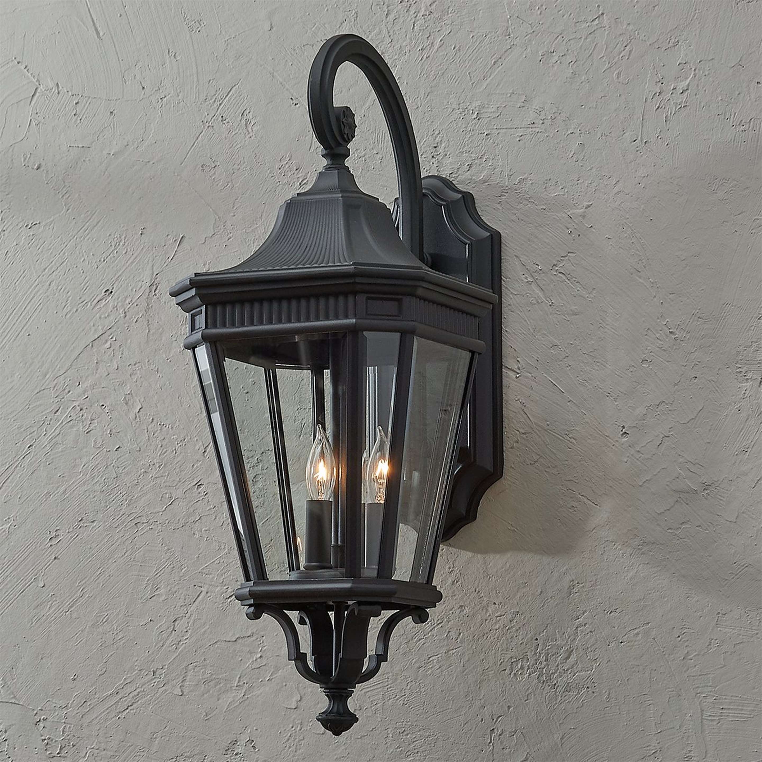 A Fluted Trim Outdoor Sconce - Large with Black color
