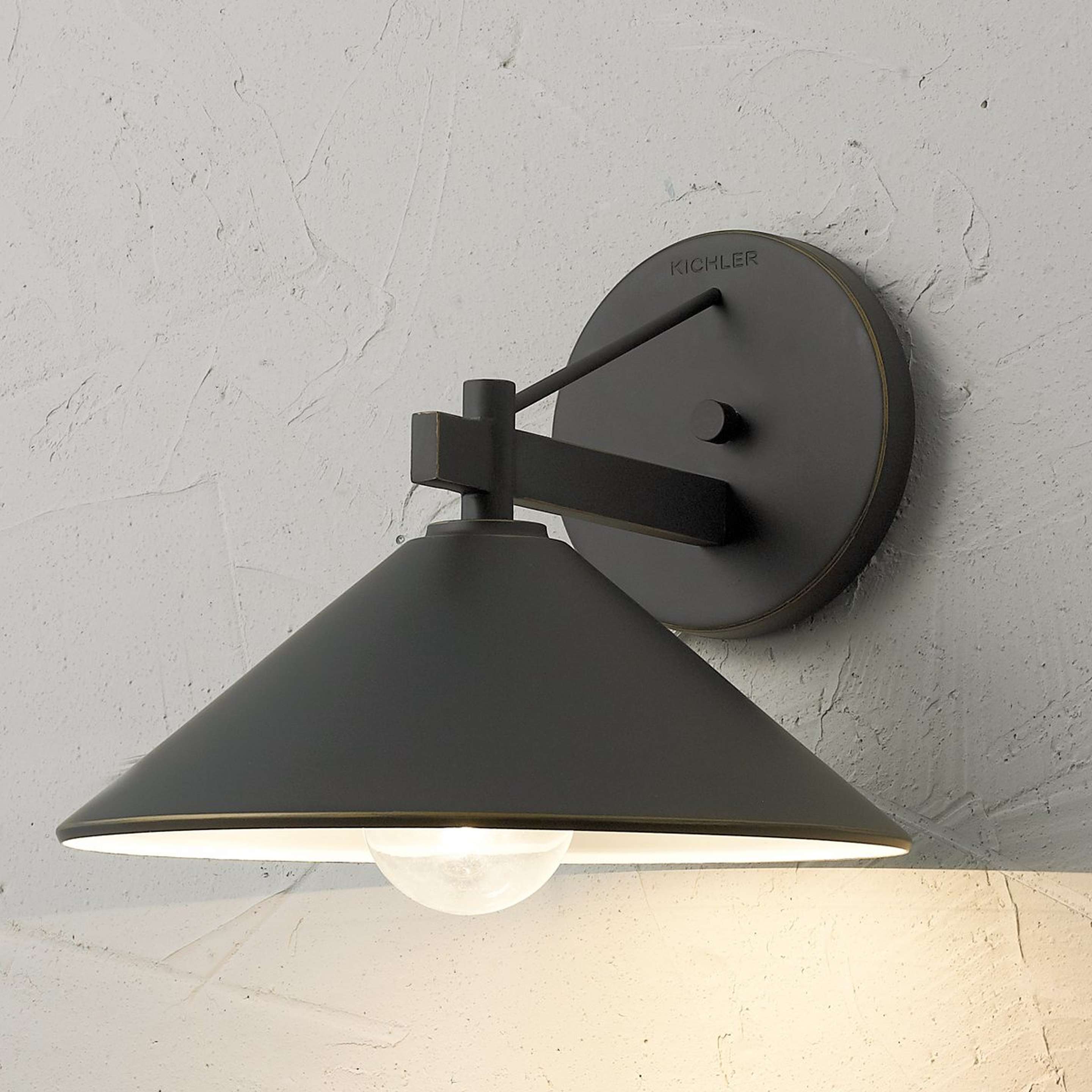 A Outrigger Cone Outdoor Sconce with Bronze color