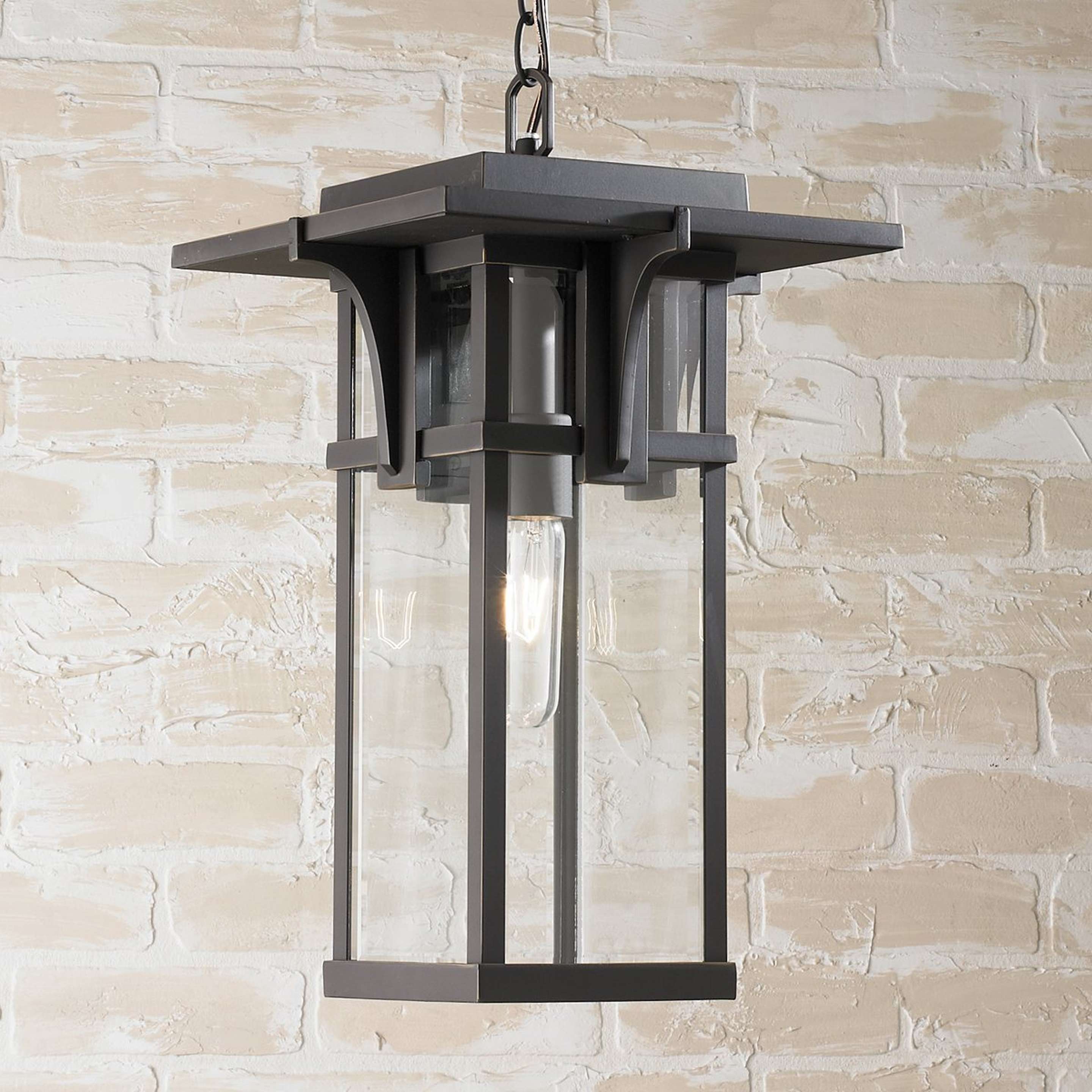 A Modern Revival Outdoor Lantern with Oiled Rubbed Bronze color