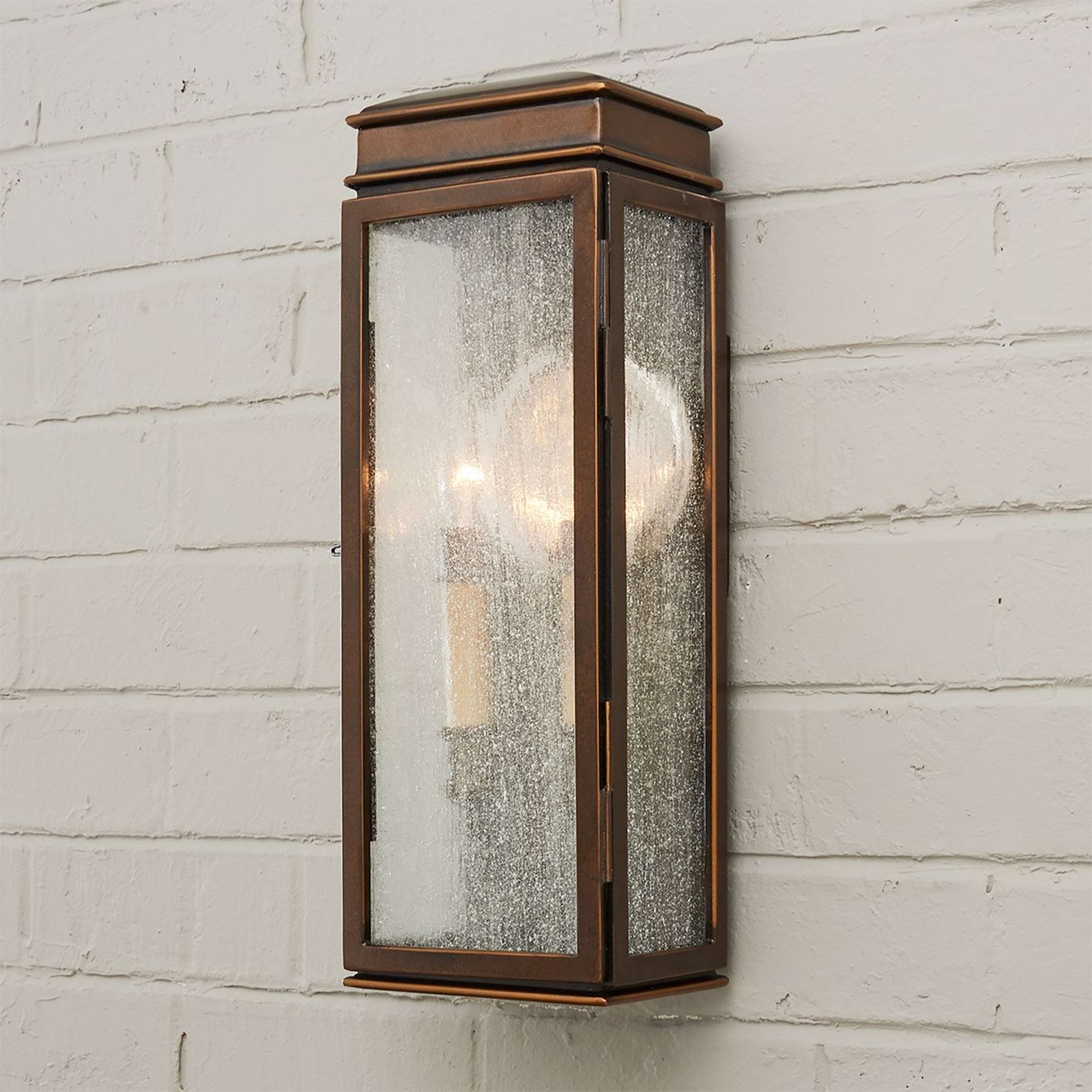 A Tetra Tower Outdoor Sconce - Large with Bronze color