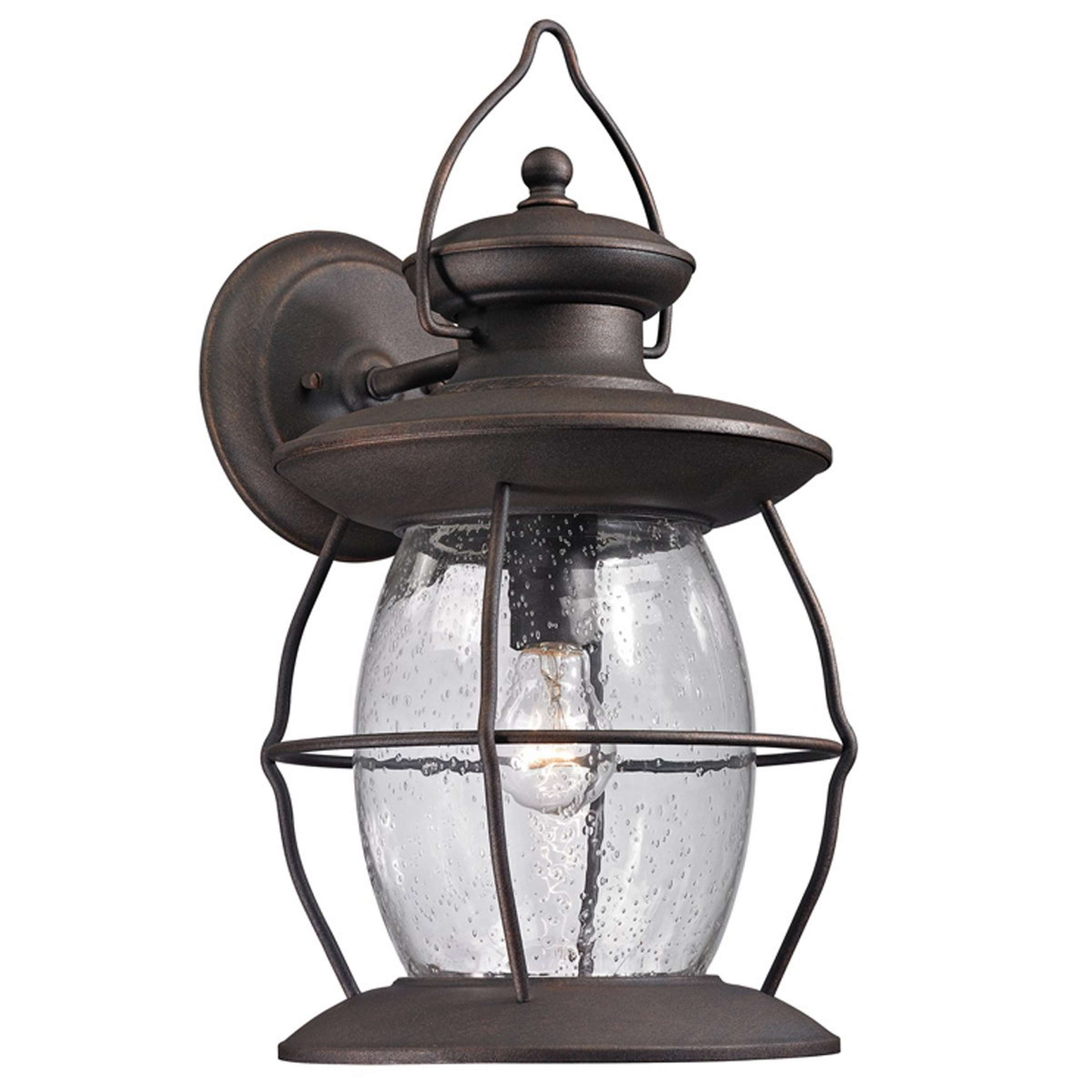 A Village Caged Glass Outdoor Sconce - Large with Weathered Bronze color
