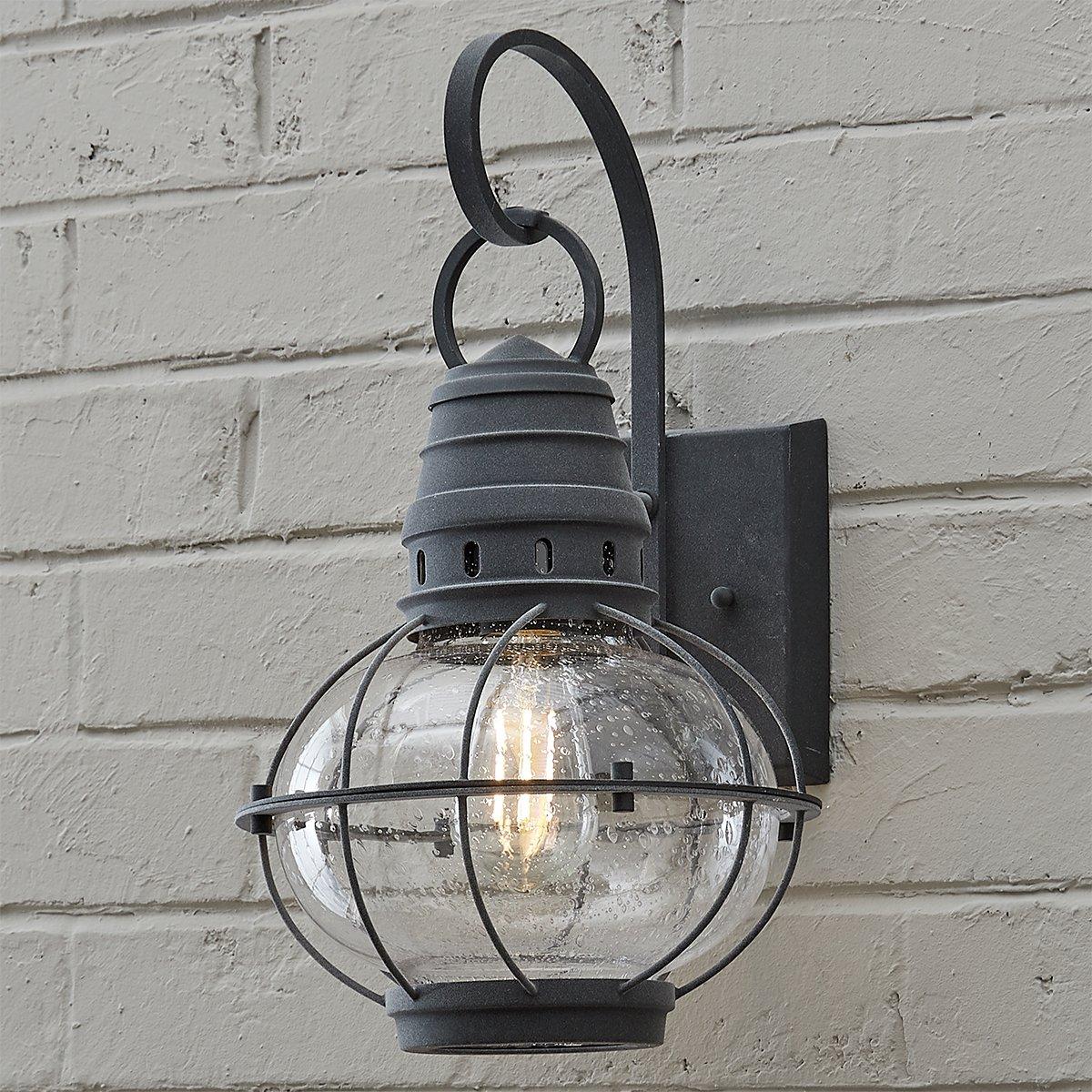 Seeded Glass Globe Outdoor Sconce - Medium