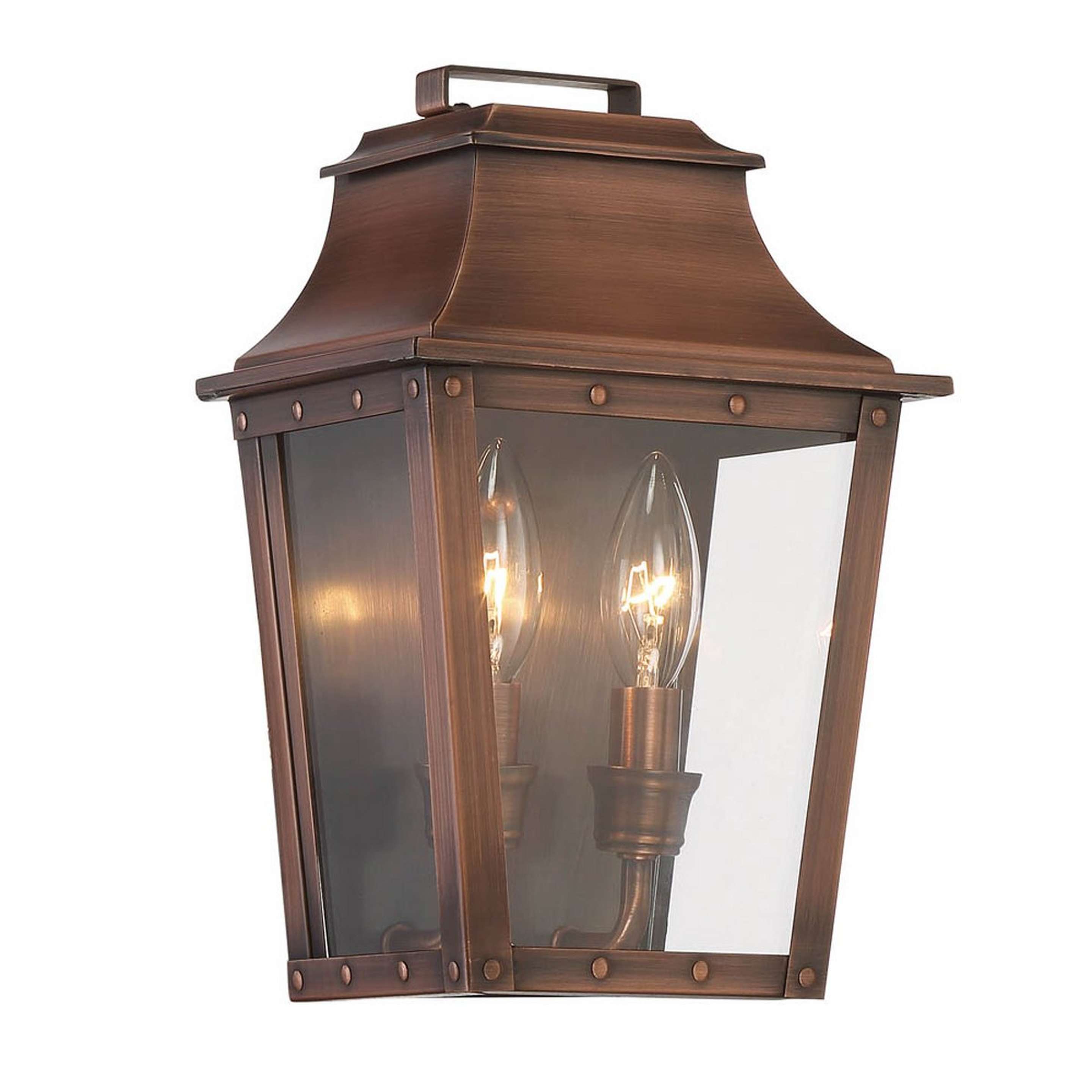 A Traditional Studded Tapered Outdoor Sconce - Small with Copper Patina color