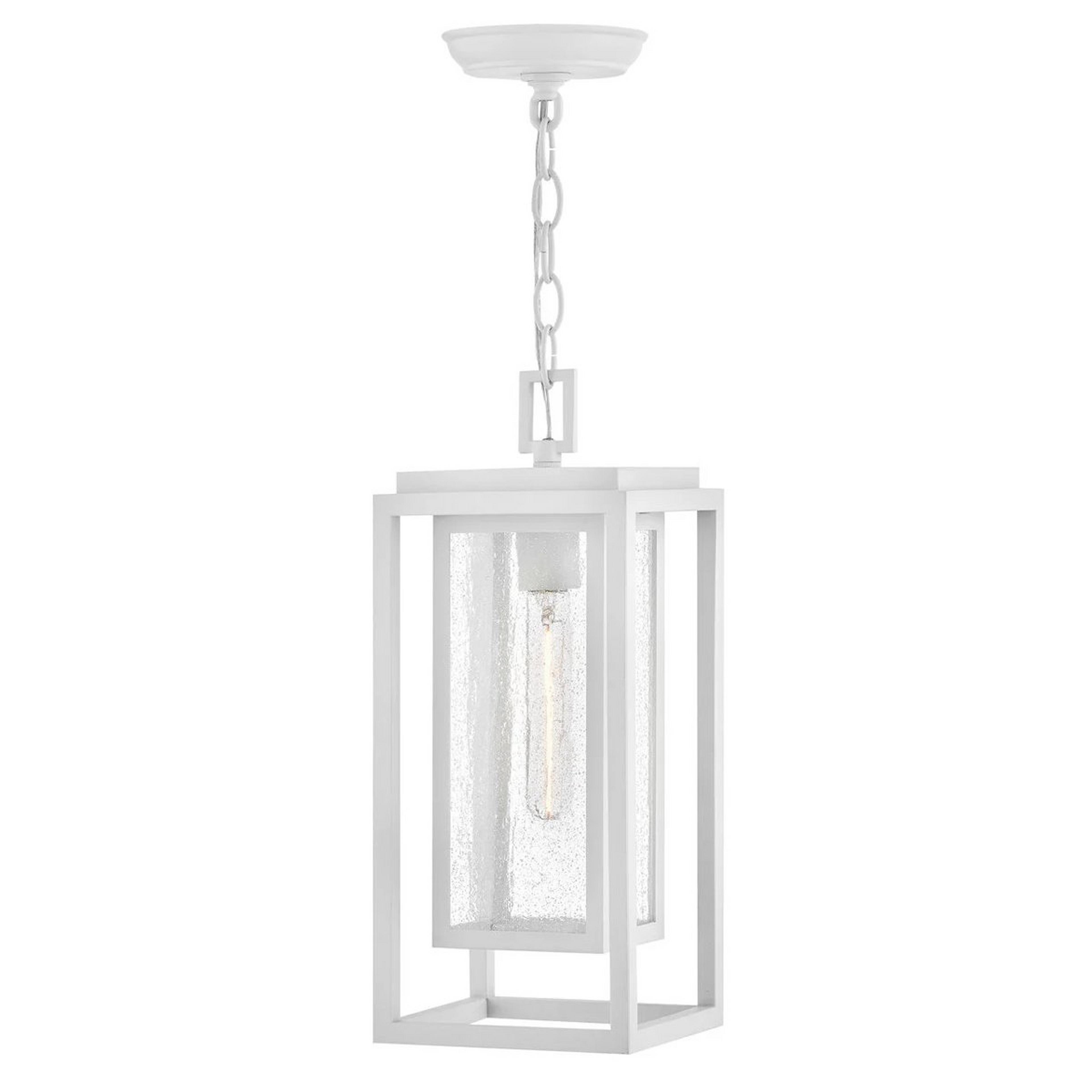 A Frame Squared Outdoor Pendant with White / Seeded Glass color