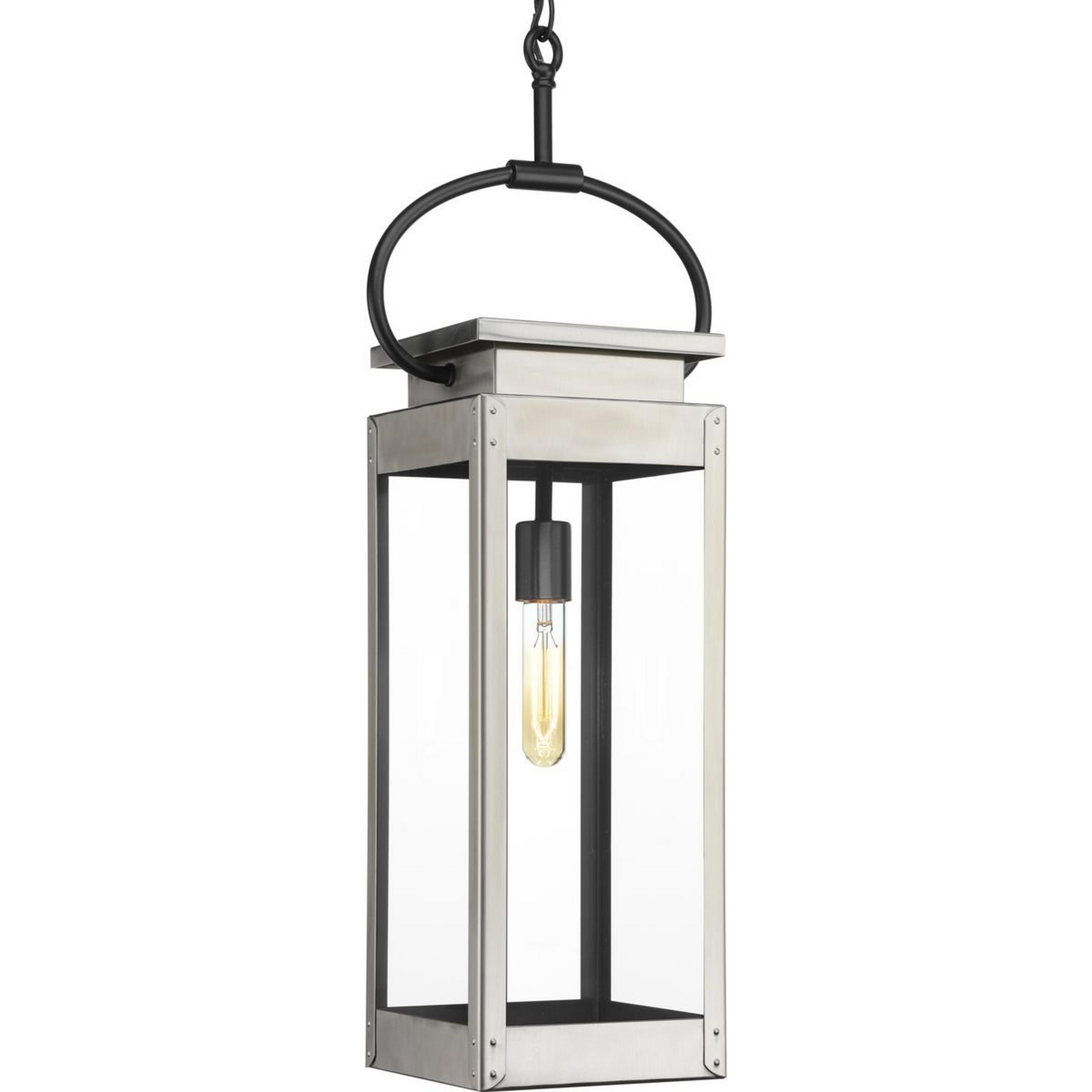 A Bolted Box Outdoor Pendant with Stainless Steel color