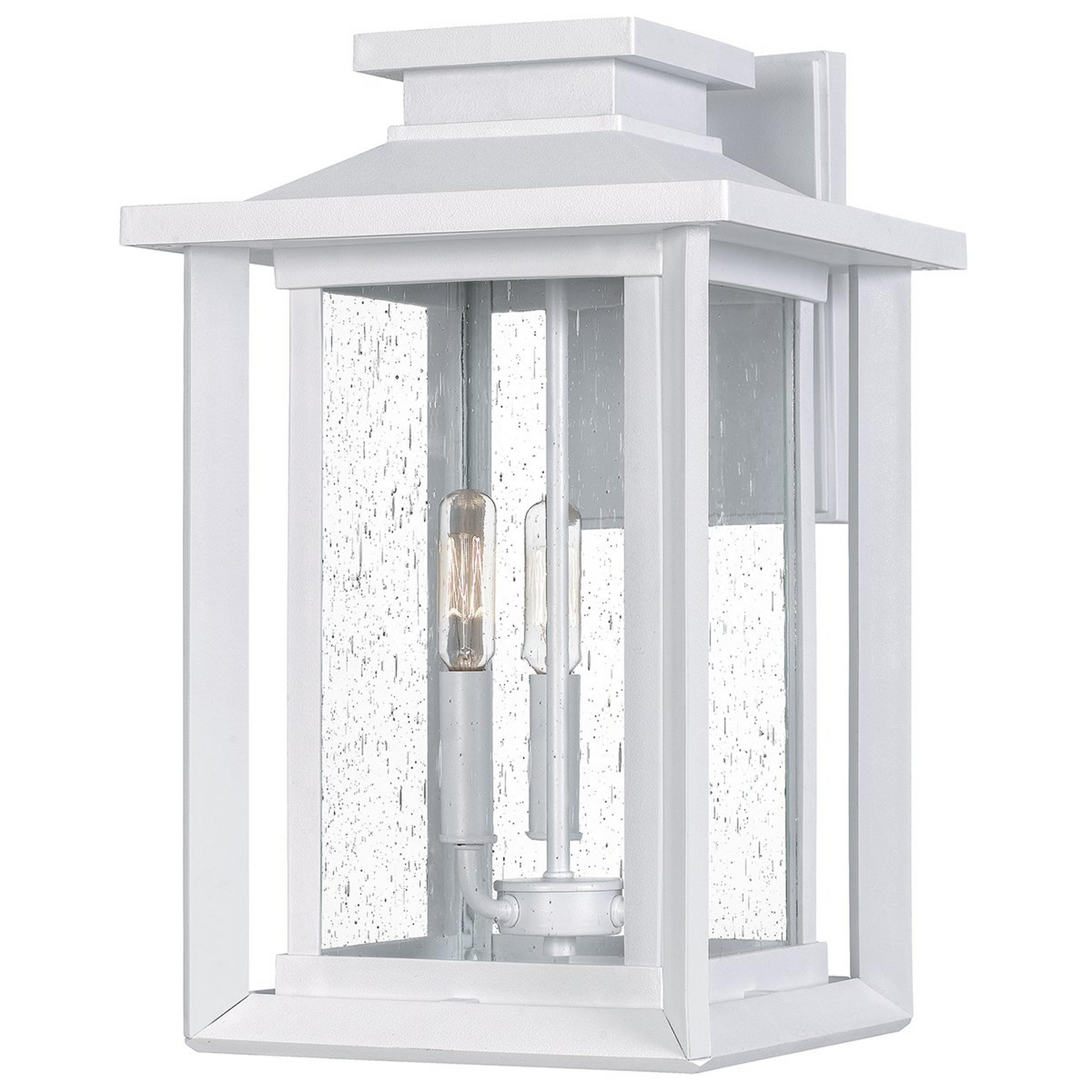 A Double Framed Outdoor Sconce - Large with White / Seedy Glass color