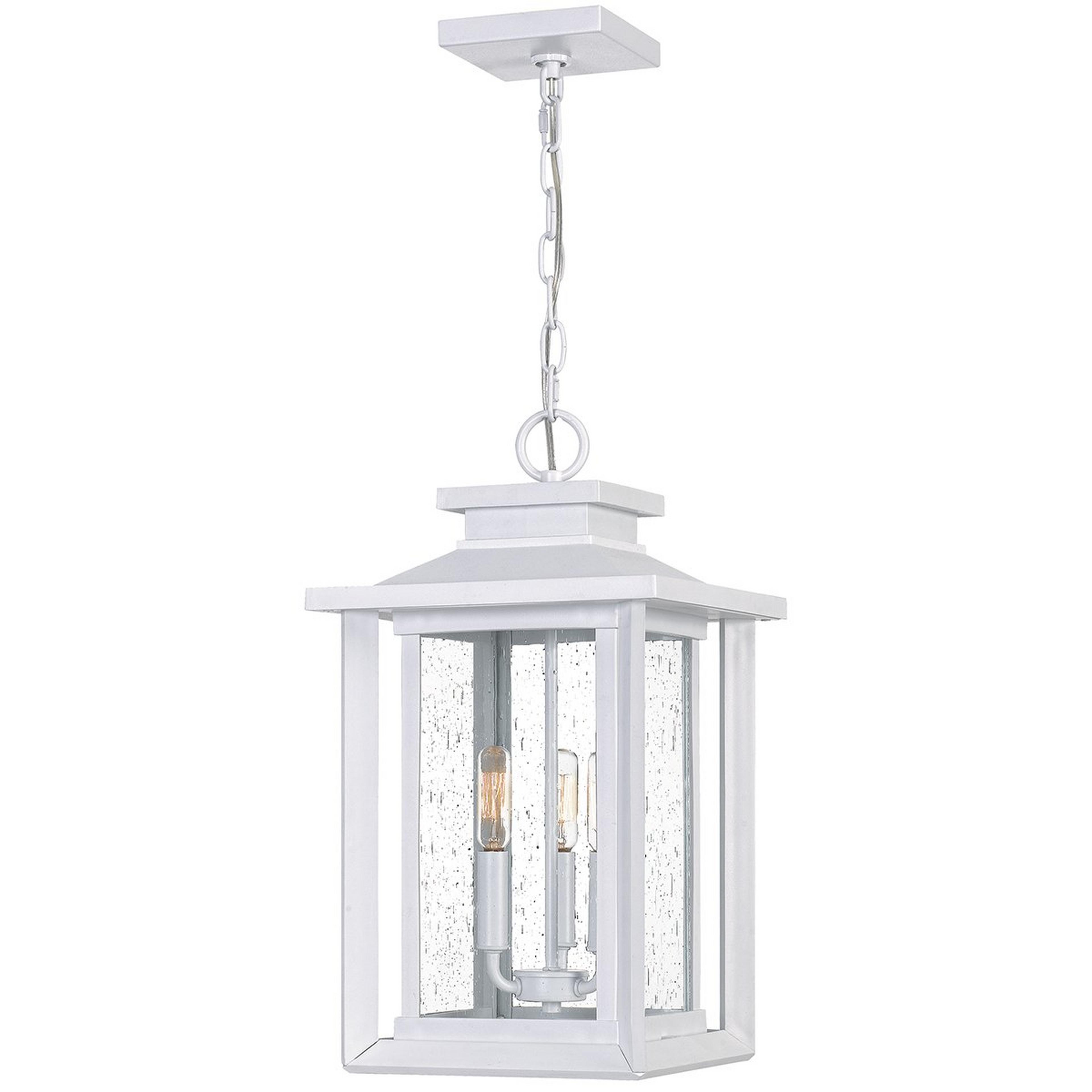 A Double Framed Outdoor Lantern with White / Seedy Glass color