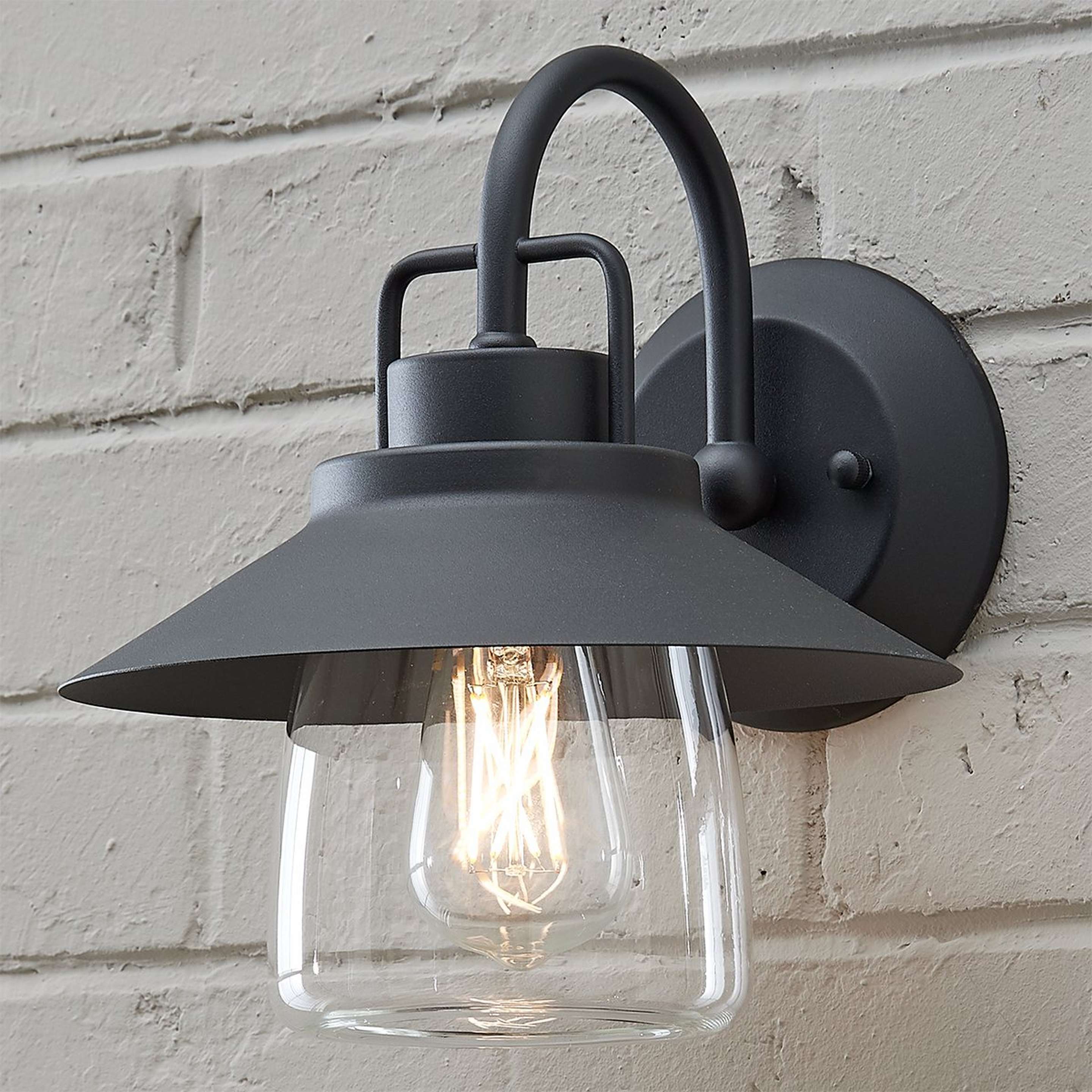 A Shaded Firefly Outdoor Sconce with Black / Clear color