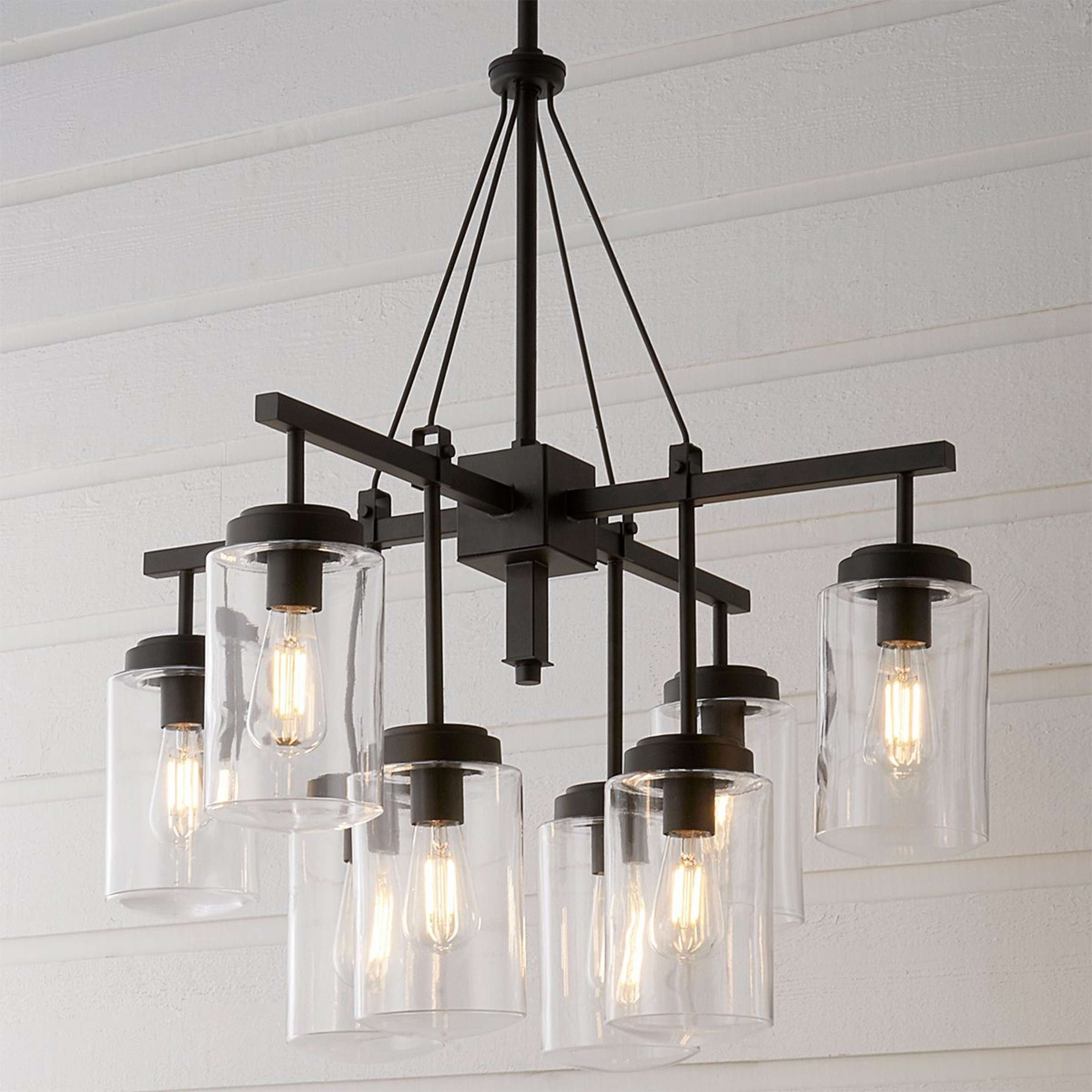 A Industrial Oasis Outdoor Chandelier - 8 Light with Black color