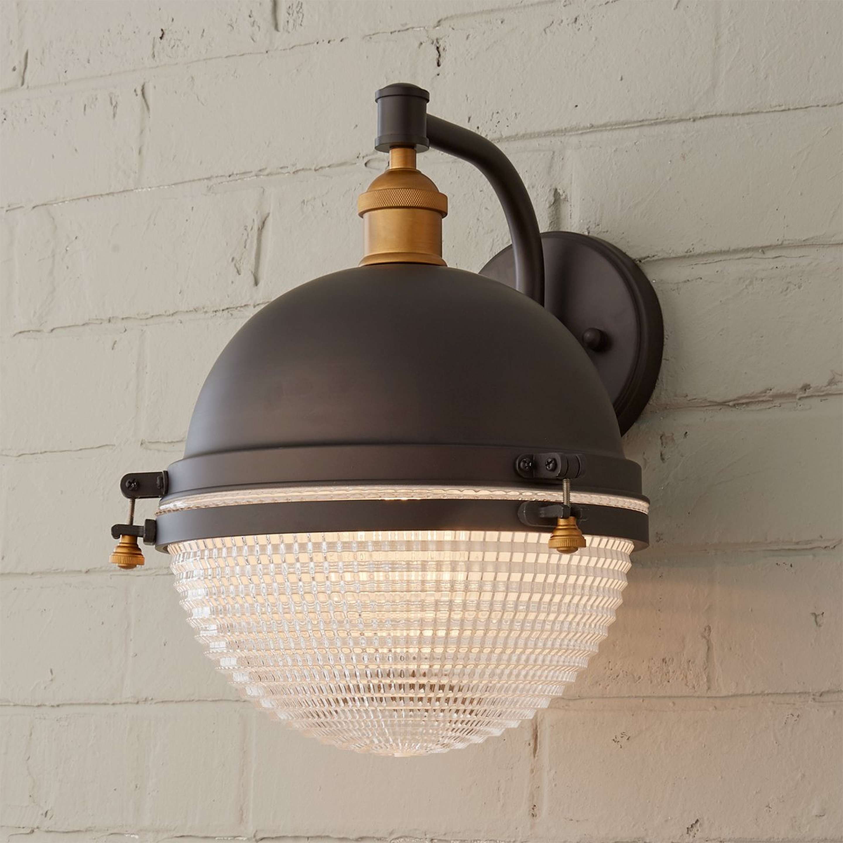 A Marine Porch Outdoor Sconce - Large with Oil Rubbed Bronze / Antique Brass color