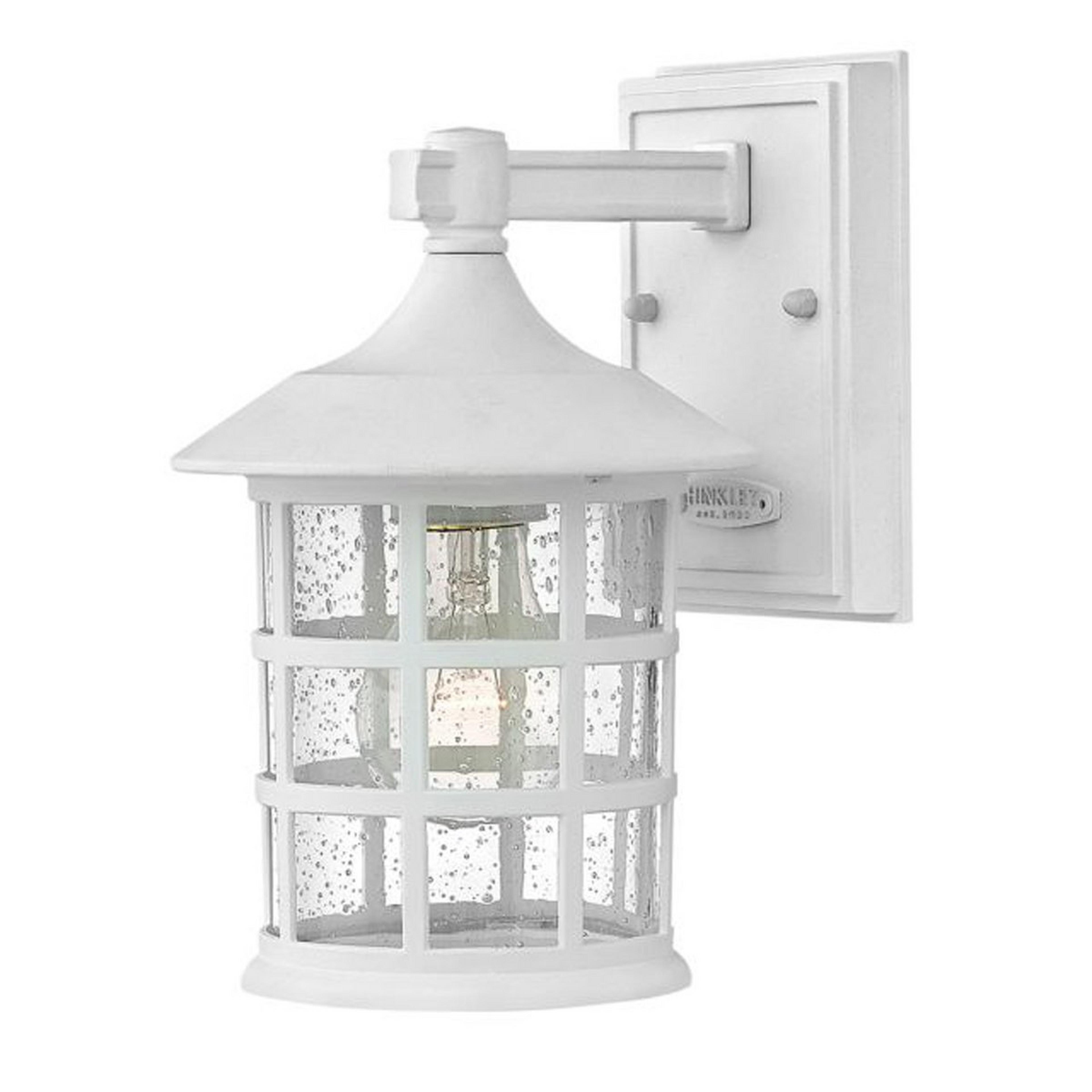 A Bar Harbor Outdoor Sconce - Small with White / Seedy Glass color