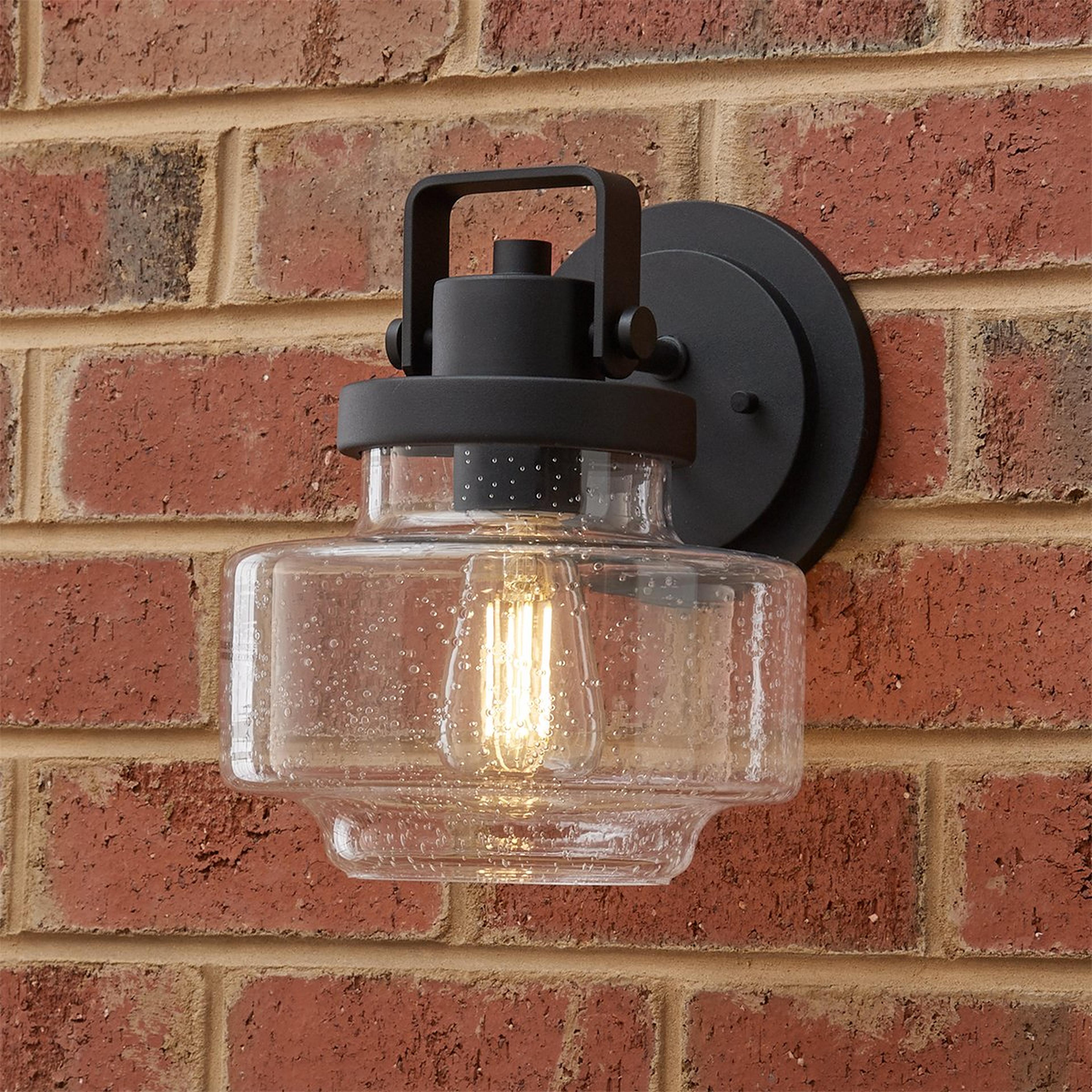 A Vulcan Outdoor Sconce - Large with Black / Seedy Glass color