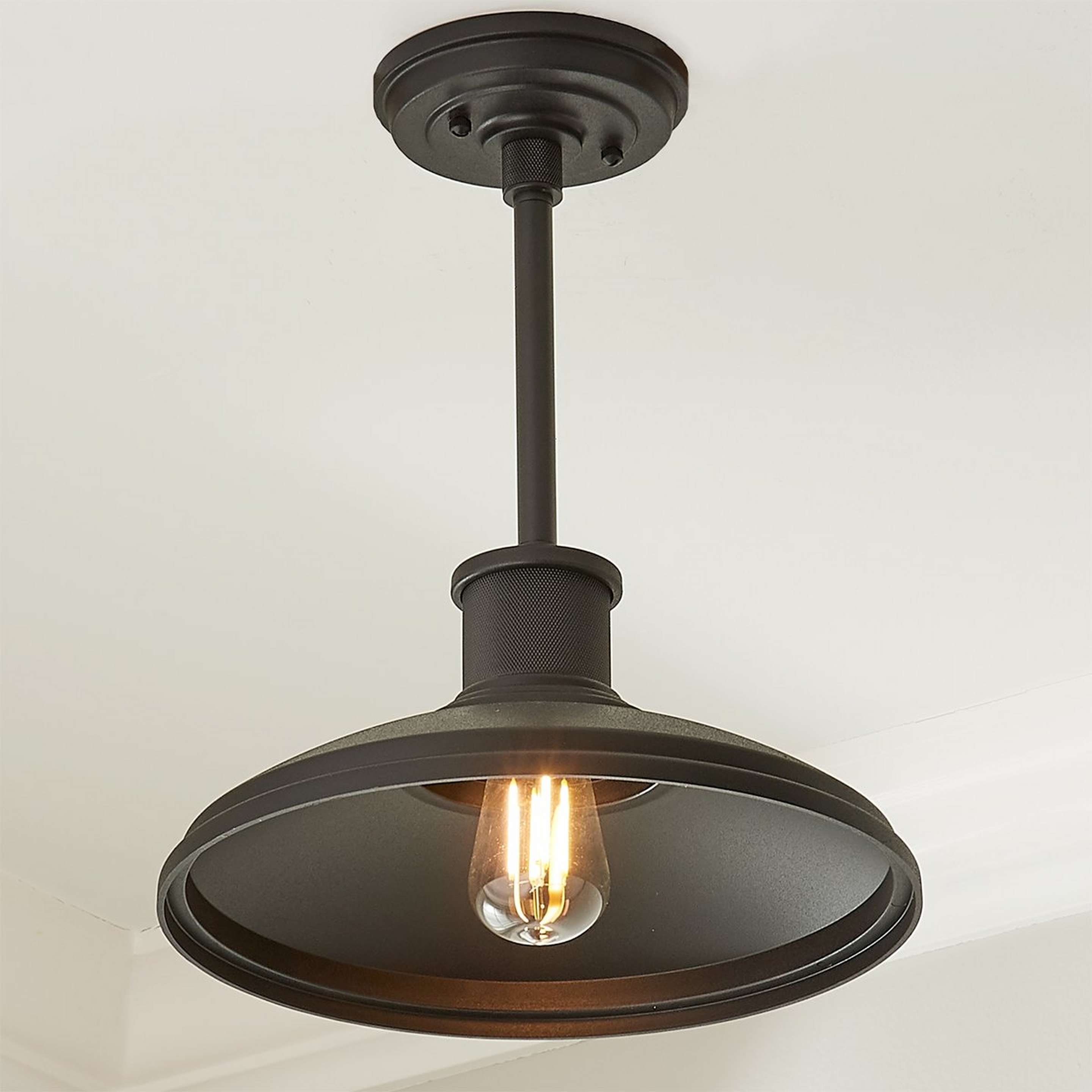A Gooseneck Warehouse Convertible Ceiling Light with Black color
