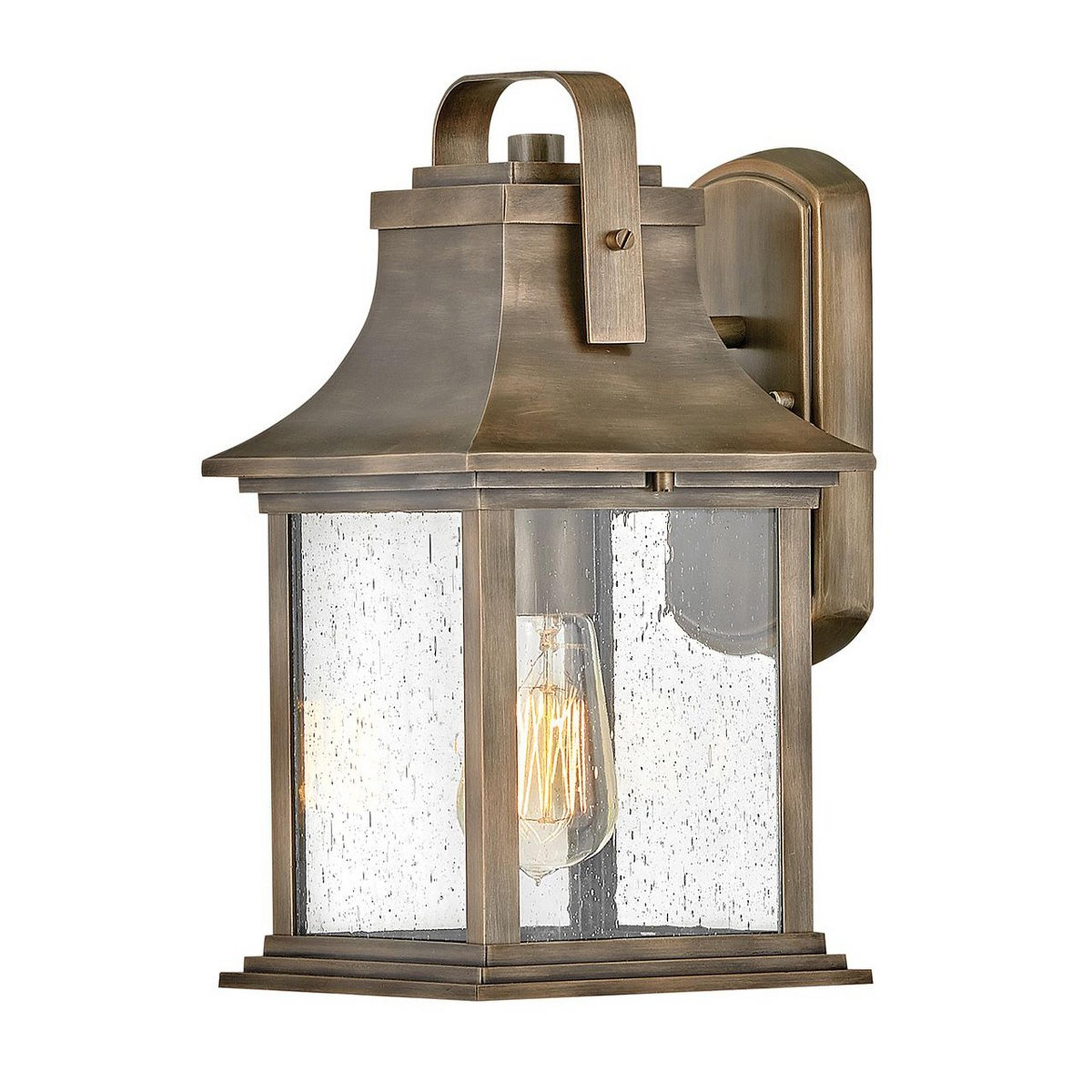 A New Hampshire Outdoor Sconce - Small with Burnished Bronze / Seedy Glass color