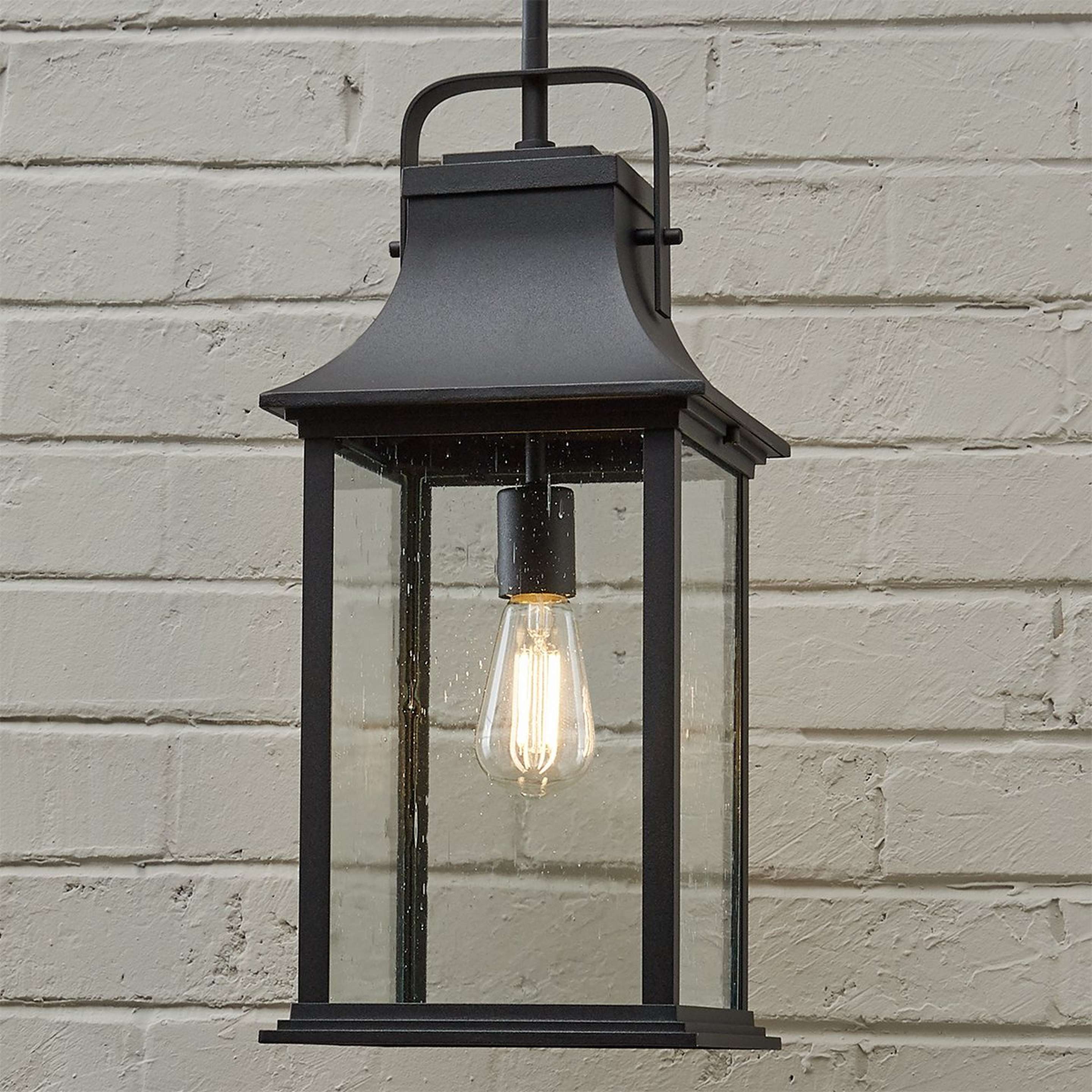 A New Hampshire Outdoor Pendant with Black / Seedy Glass color