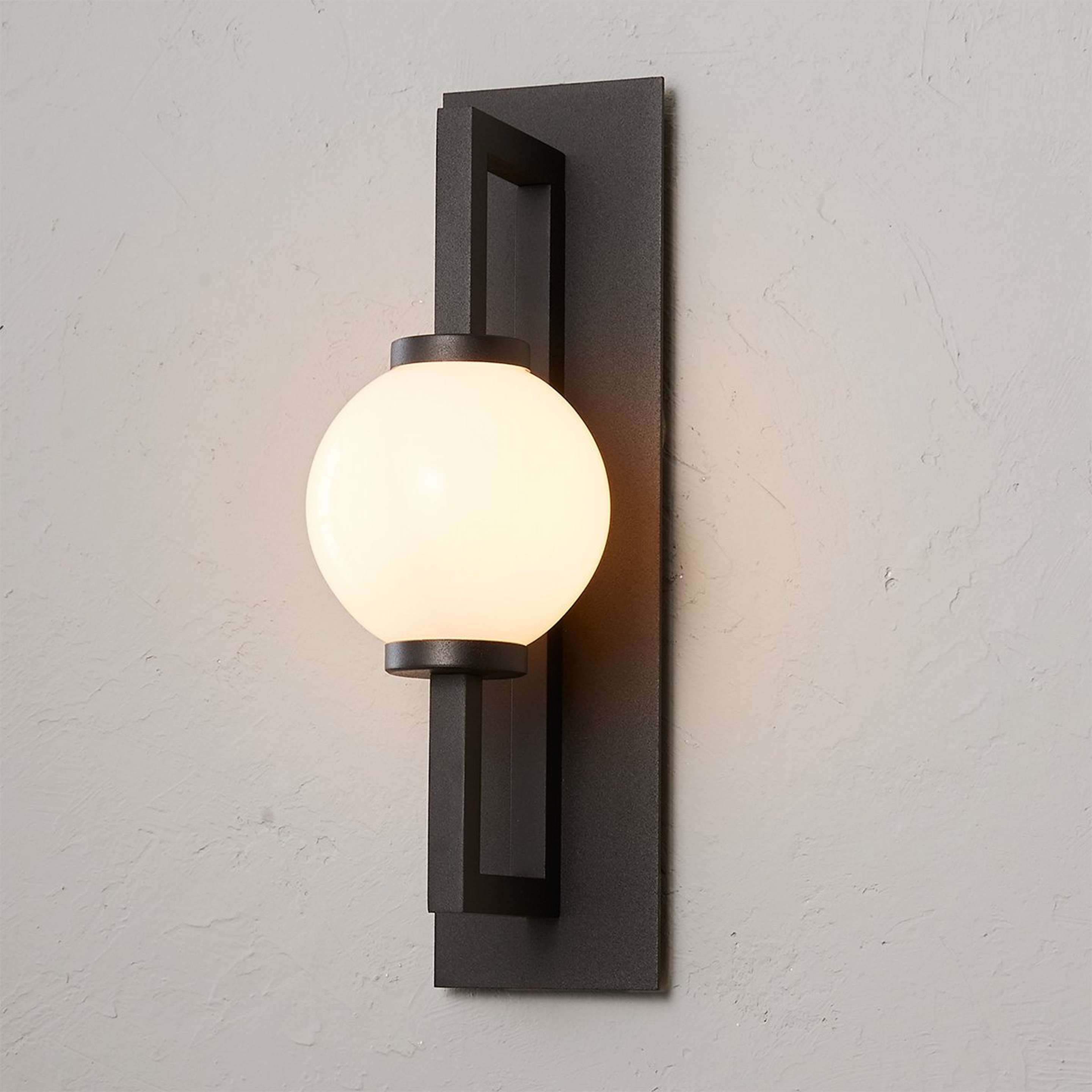 A Veritas Outdoor Sconce - Small with Black / Opal Glass color